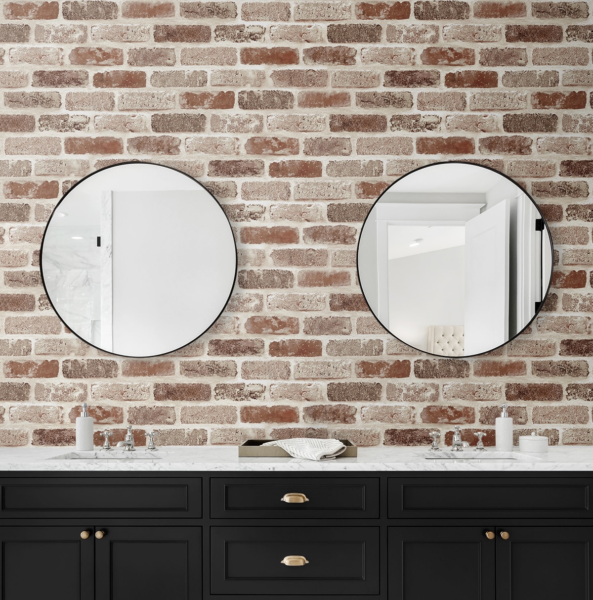 Adobe Grey Faux Brick Peel and Stick Wallpaper