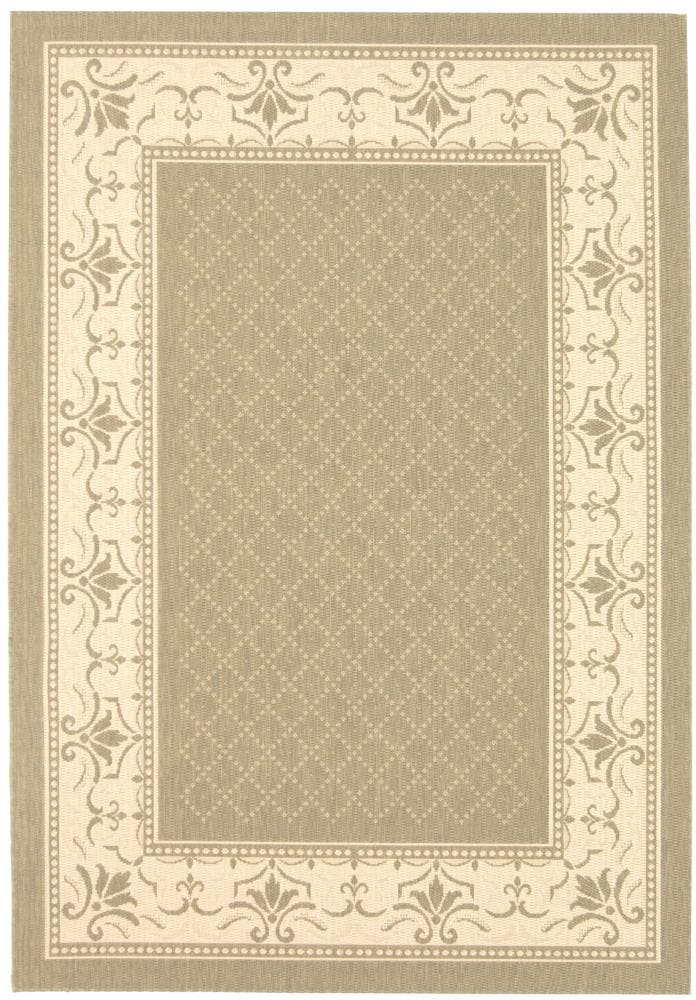 Safavieh CY0901-1E06-4 Courtyard Trellis Vine 4 x 6 (ft) Loomed Polypropylene Olive/Natural Rectangular Indoor/Outdoor Border Coastal Area rug