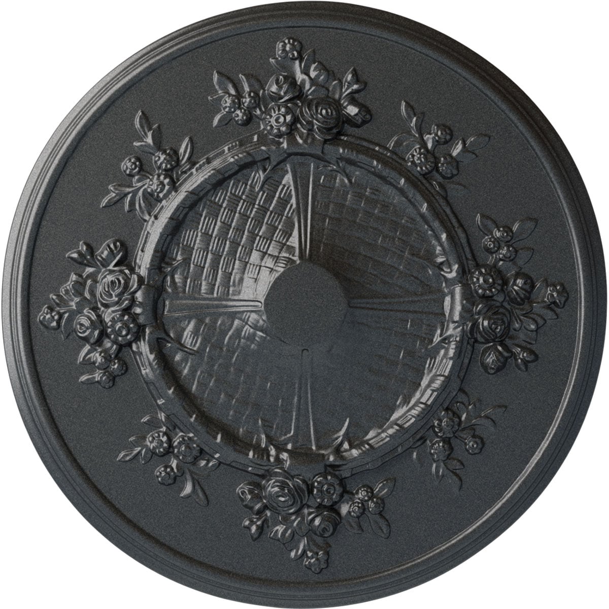 Ekena Millwork CM27FLPES Flower 27-in W x 27-in L Painted Pewter Polyurethane Whole Ceiling Medallion