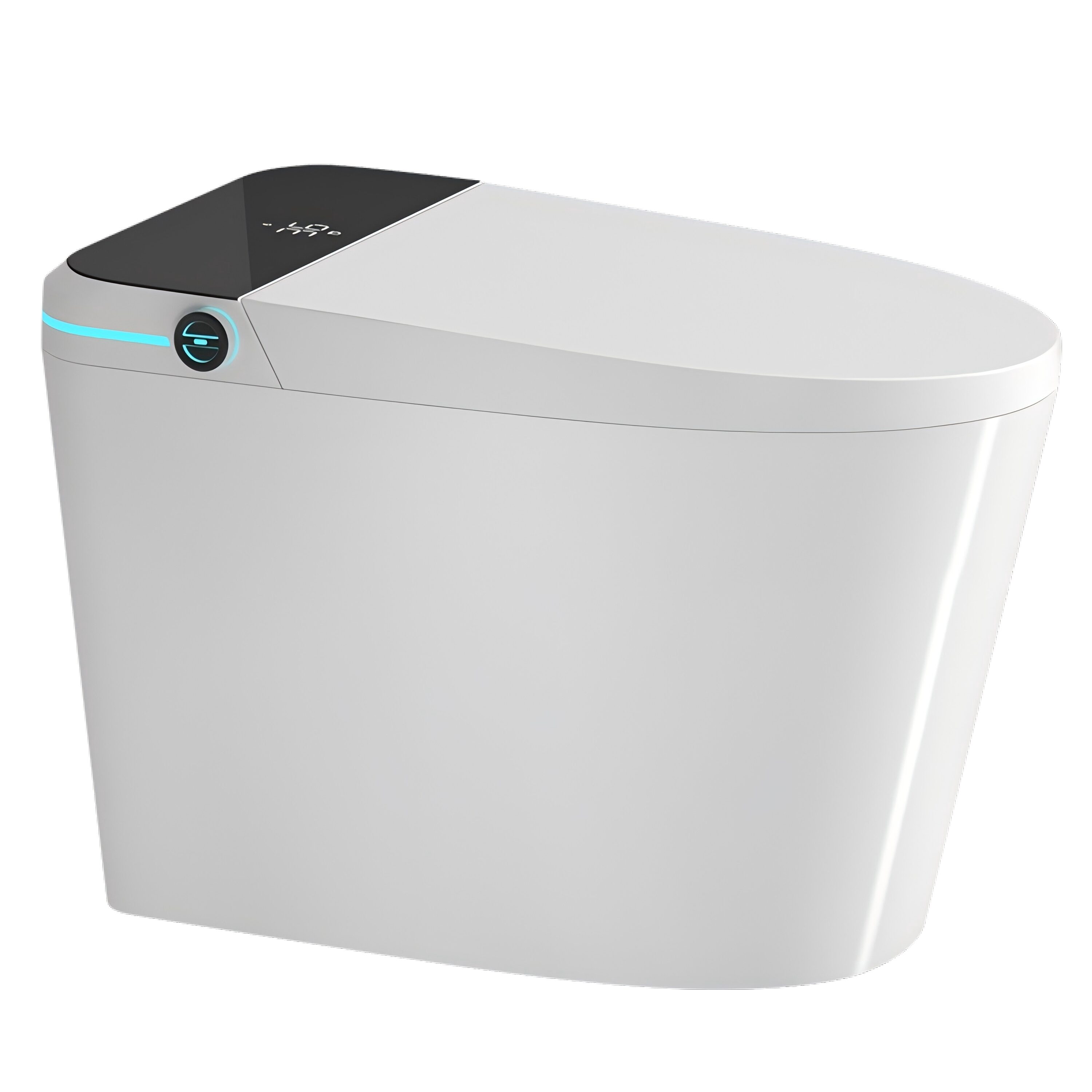 Forclover TOE-P207793 White and black D-shape Standard height 12-in Rough-In 1.28 GPF Touchless Smart Compatible Slow Close Feature 1-piece Bidet Function Toilet