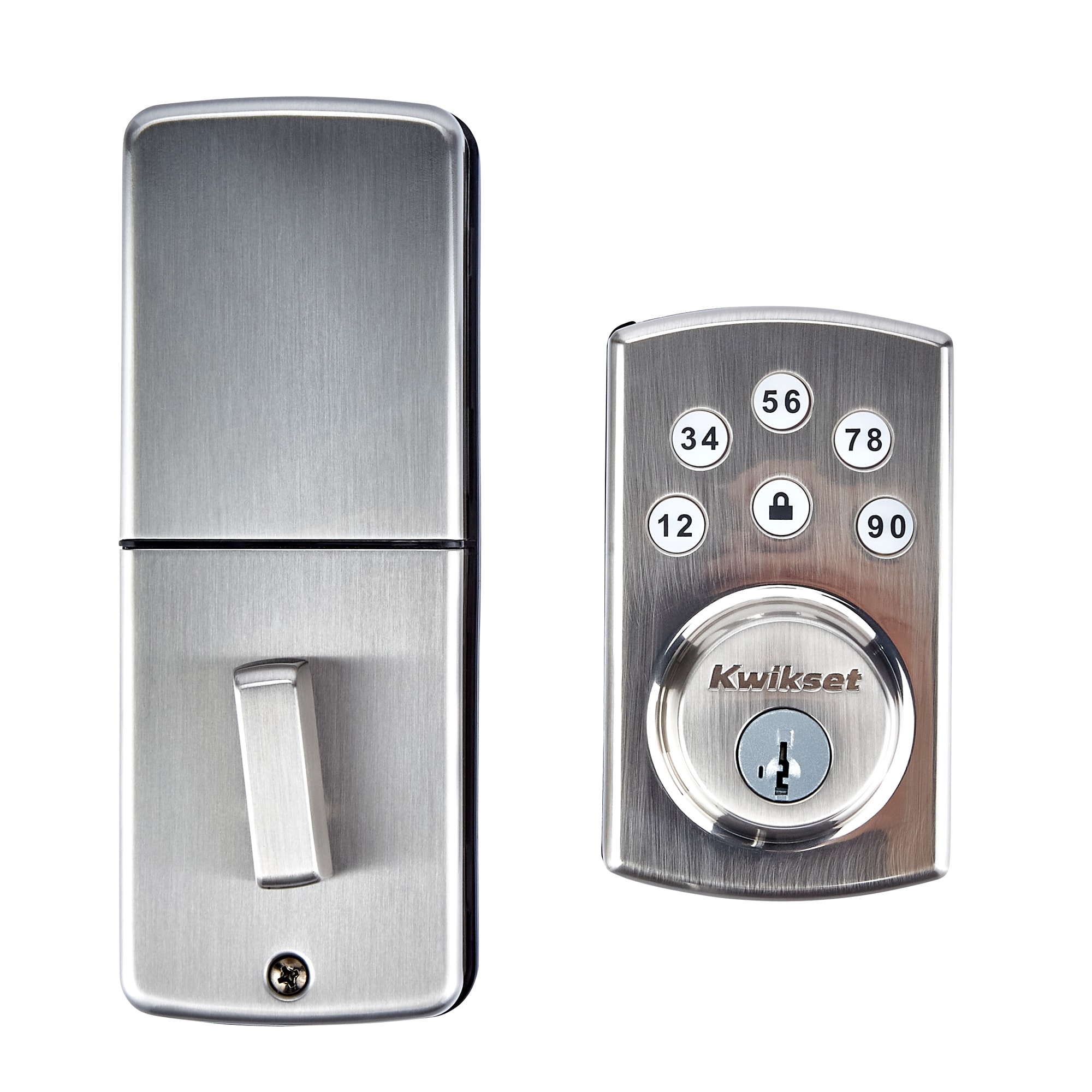 Kwikset 907 Powerbolt Satin Nickel Electronic Deadbolt Smartkey With Keypad 99070 008 At