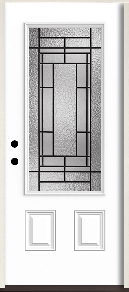 RELIABILT LO963687 Pembrook 36-in x 80-in x 4-5/8-in Fiberglass 3/4 lite Right-hand inswing Modern White Paint Painted Prehung Front Door Insulating core