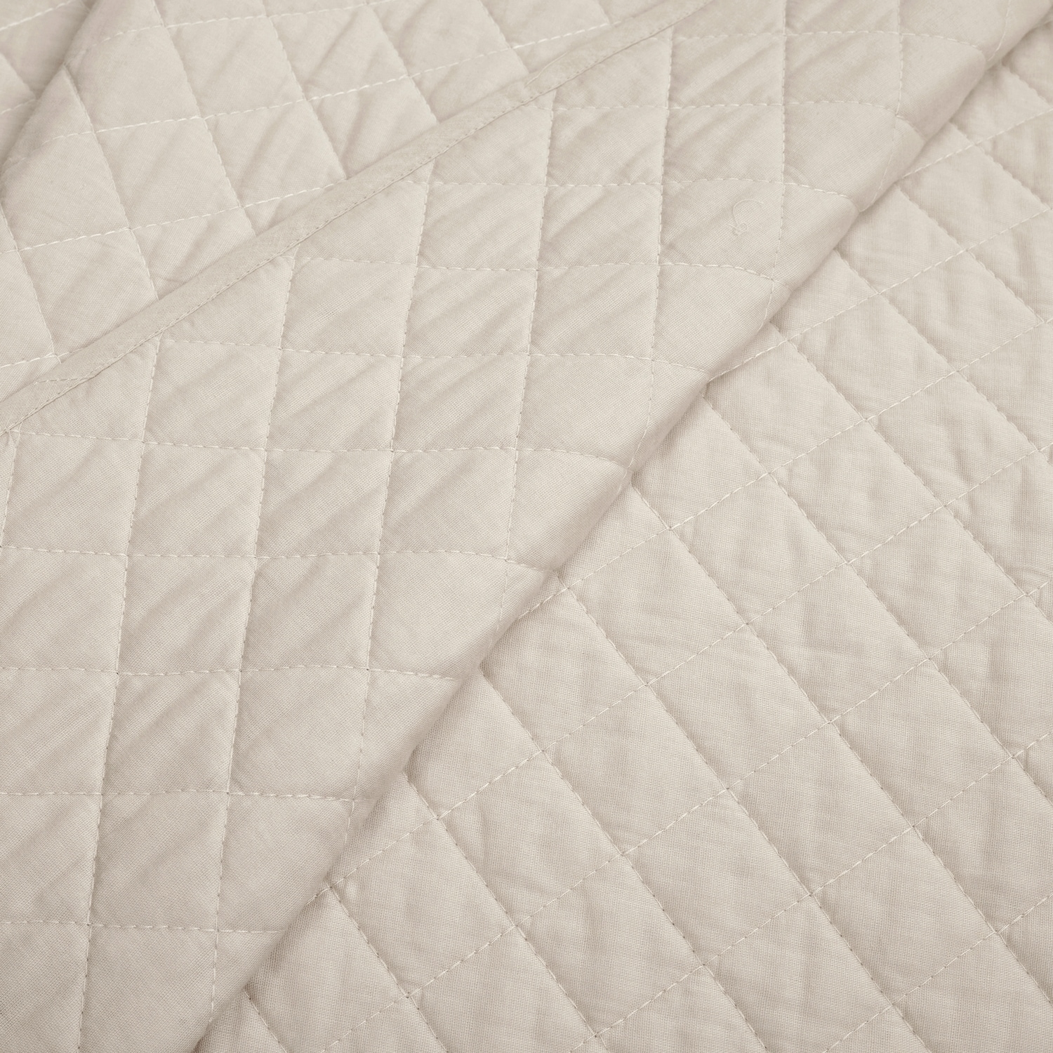 Ava Diamond Neutral Cotton Twin Reversible Quilt Set