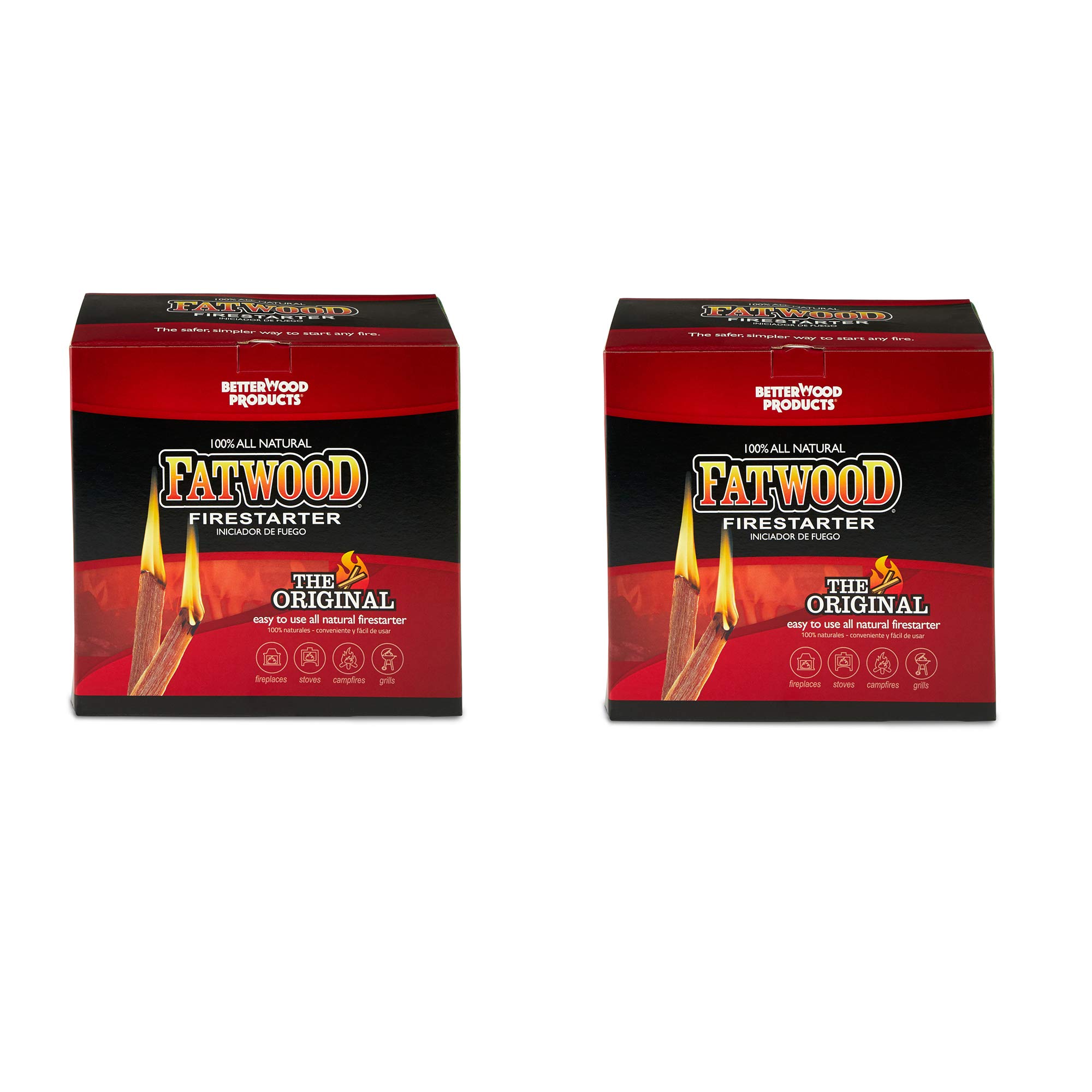 BetterWood Products - Betterwood 10lb Fatwood Natural Pine Firestarter (2 Pack) for Campfire BBQ ...