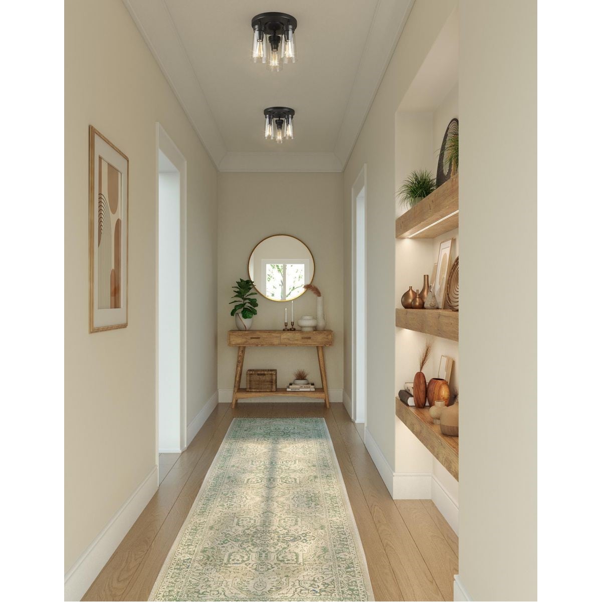 Matte Black 3-Light Flush Mount Ceiling Light with Clear Glass Shades
