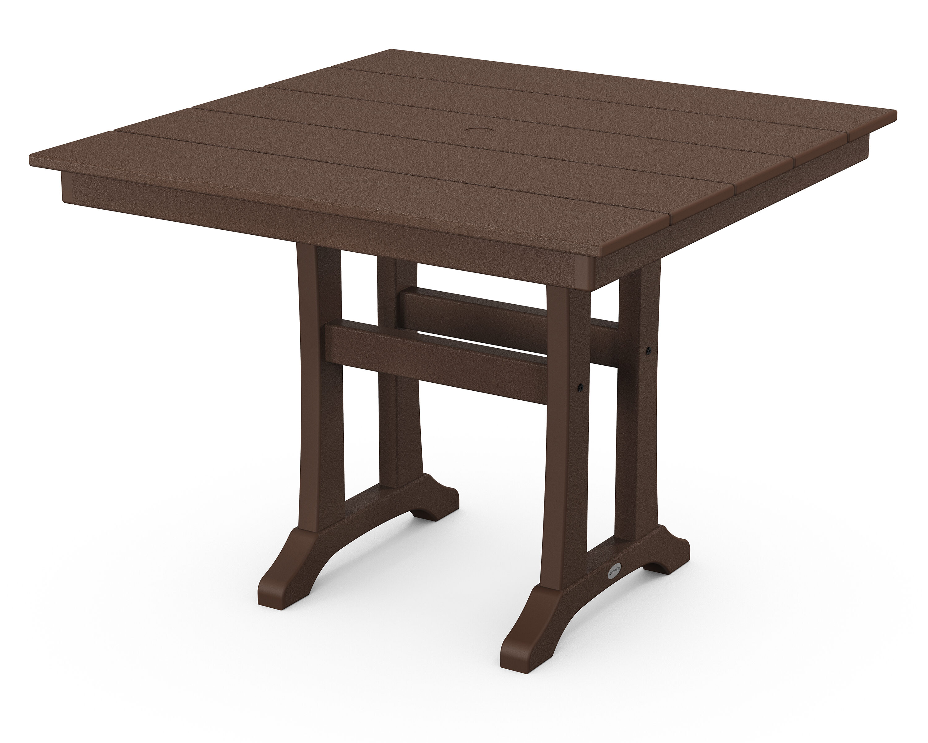 POLYWOOD PL81-T1L1MA Tables Square Outdoor Dining Table 37.5-in W x 37.5-in L with Umbrella Hole