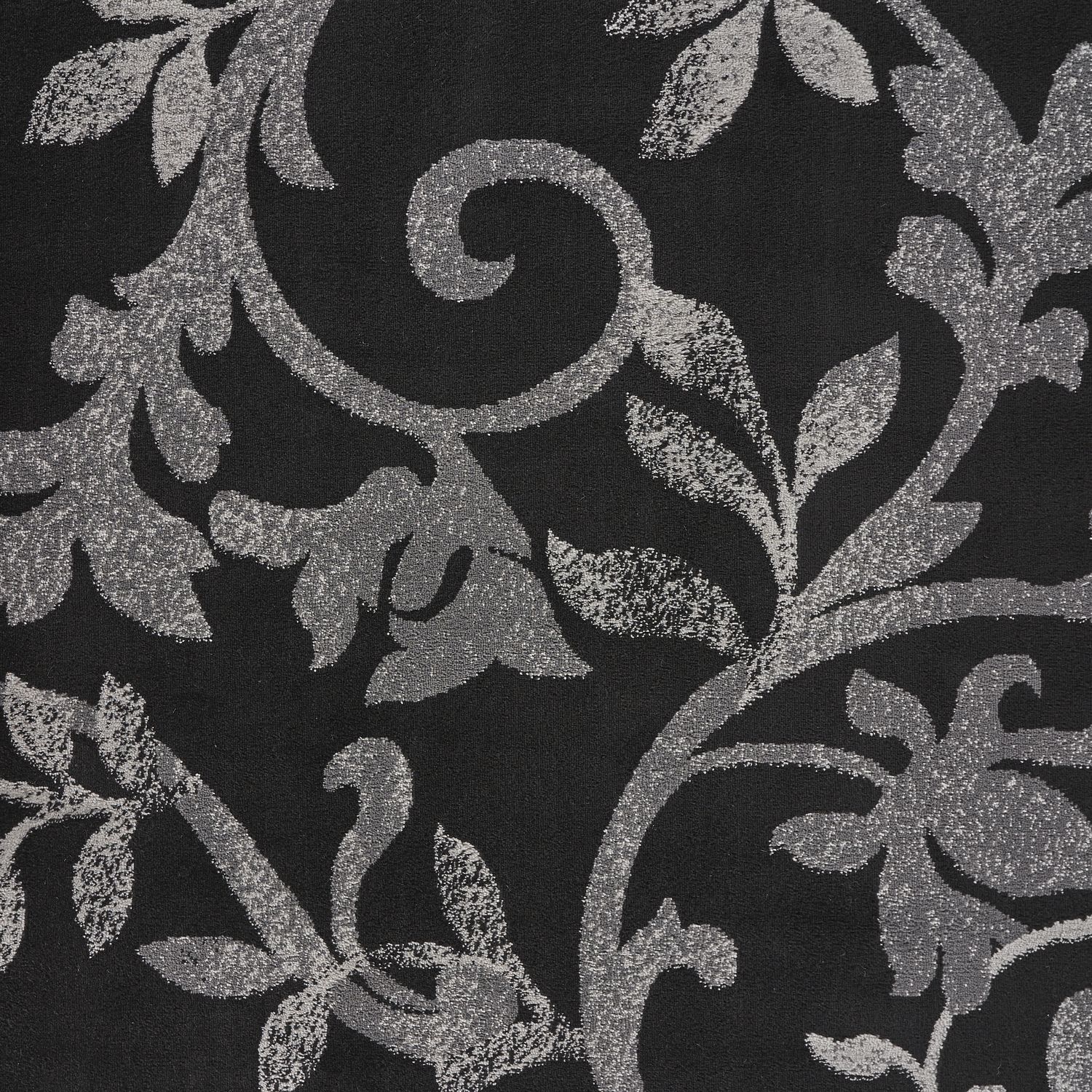 Grace Black and Gray Floral Synthetic Indoor Area Rug