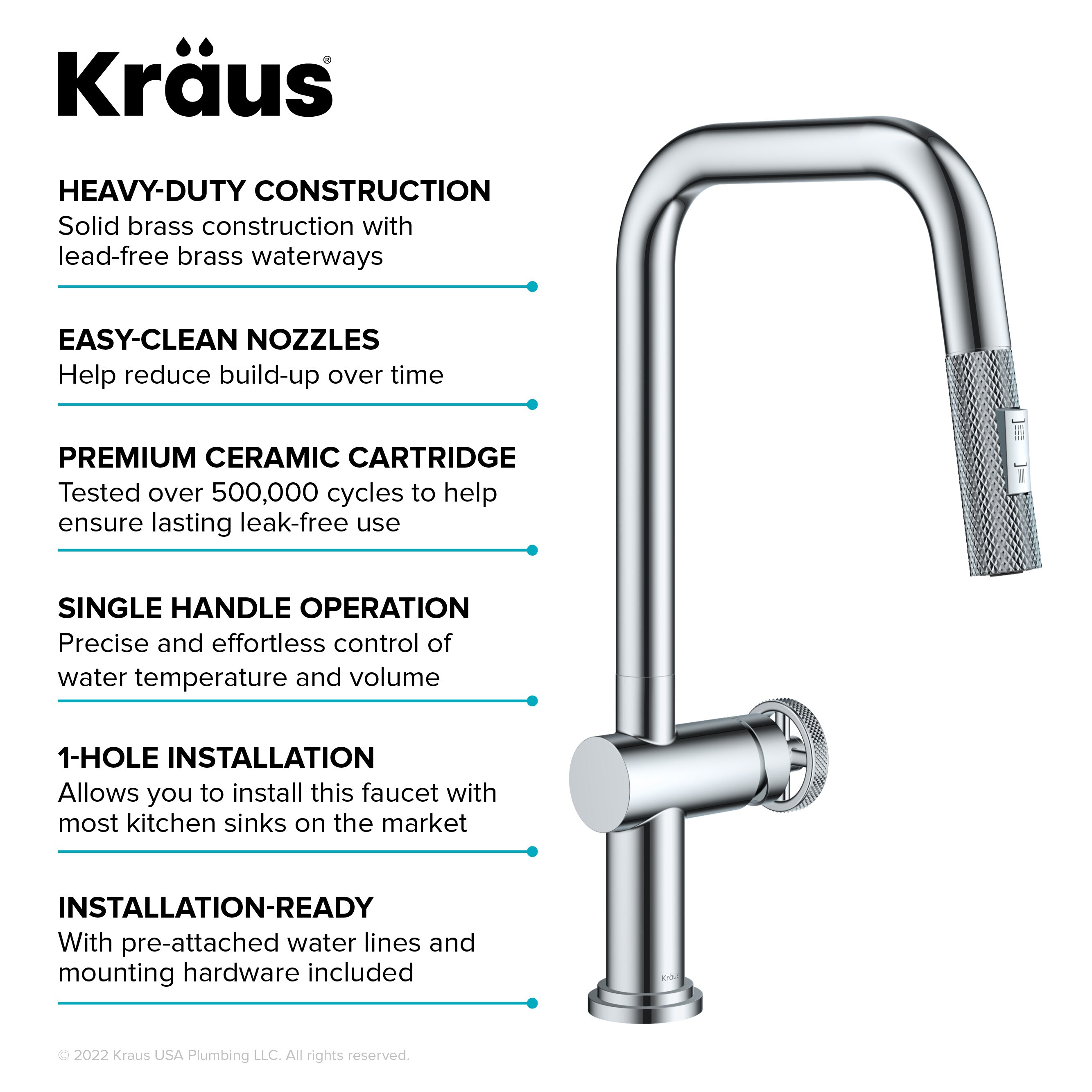 Kraus Urbix Chrome Single Handle Pull Down Kitchen Faucet In The   61198538 