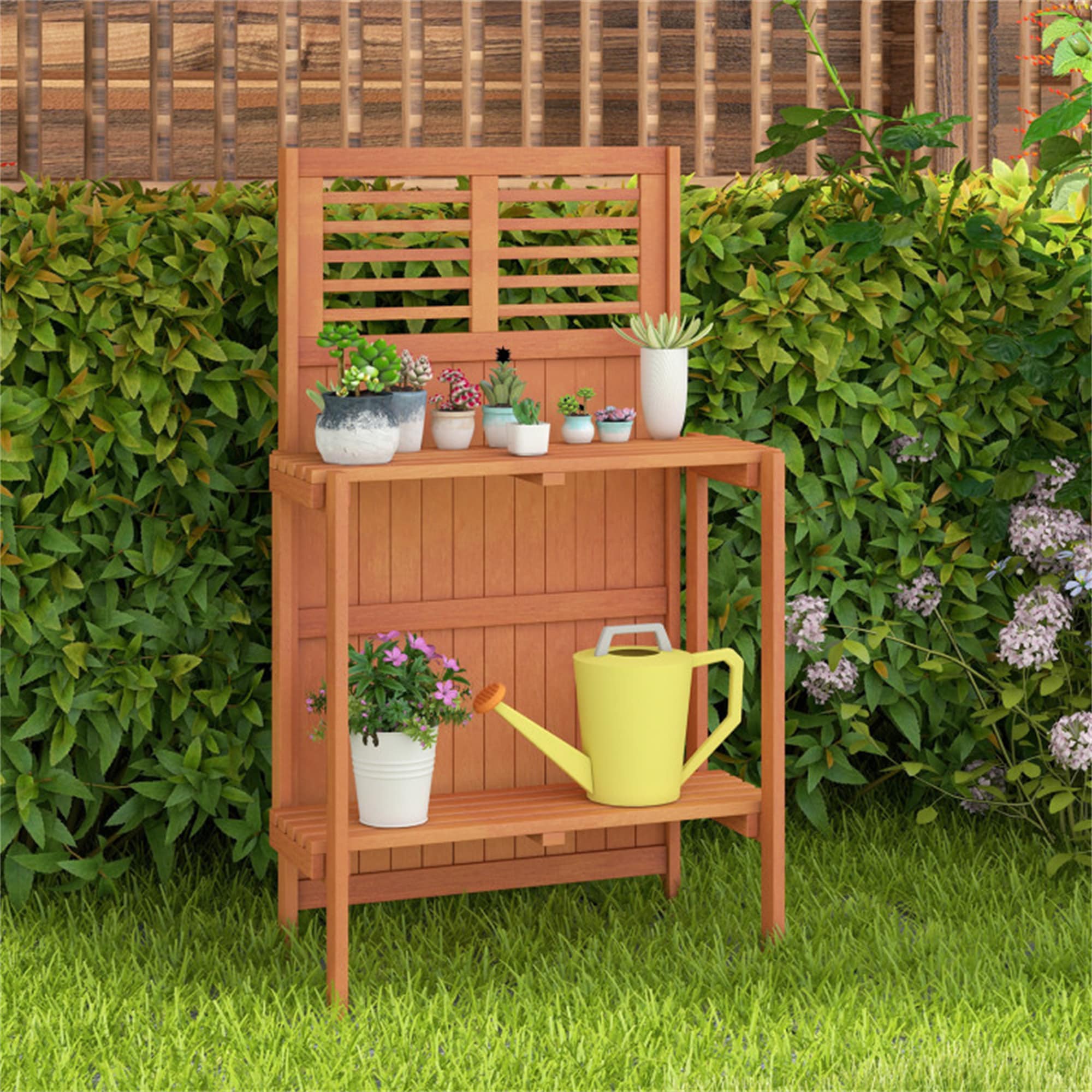 BABOOM BOM-GT4213-CO Folding Garden Potting Bench 25-in x 44-in x 13.5-in Natural/Mixed wood Potting Bench