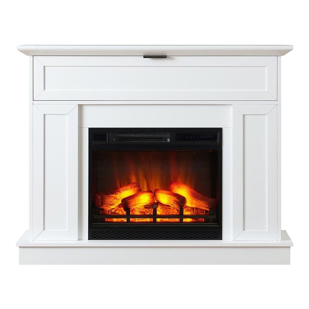 Modern Ember ME-TILL-WHT-23 47 W Tillary White Free standing Infrared quartz Corner or flat wall Electric Fireplace with Remote Control Included