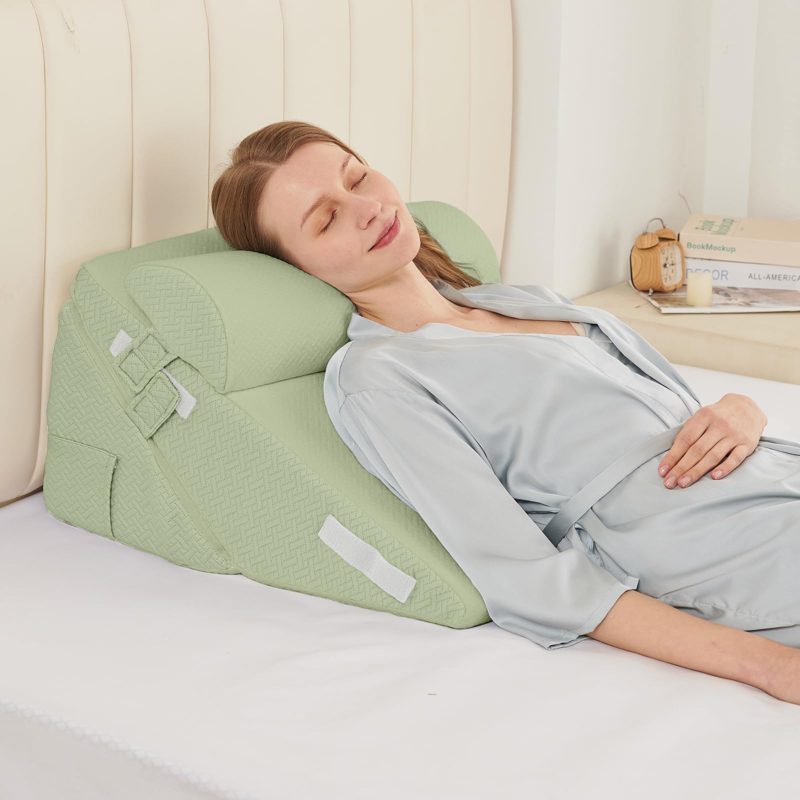 PIGFDK Sage Adjustable and 1 Head Pillow Memory Foam Wedge Pillow Set 10 in 1 Multifunctional Support For Post Surgery Recovery Pressure Relief Breathable Cover Machine Washable