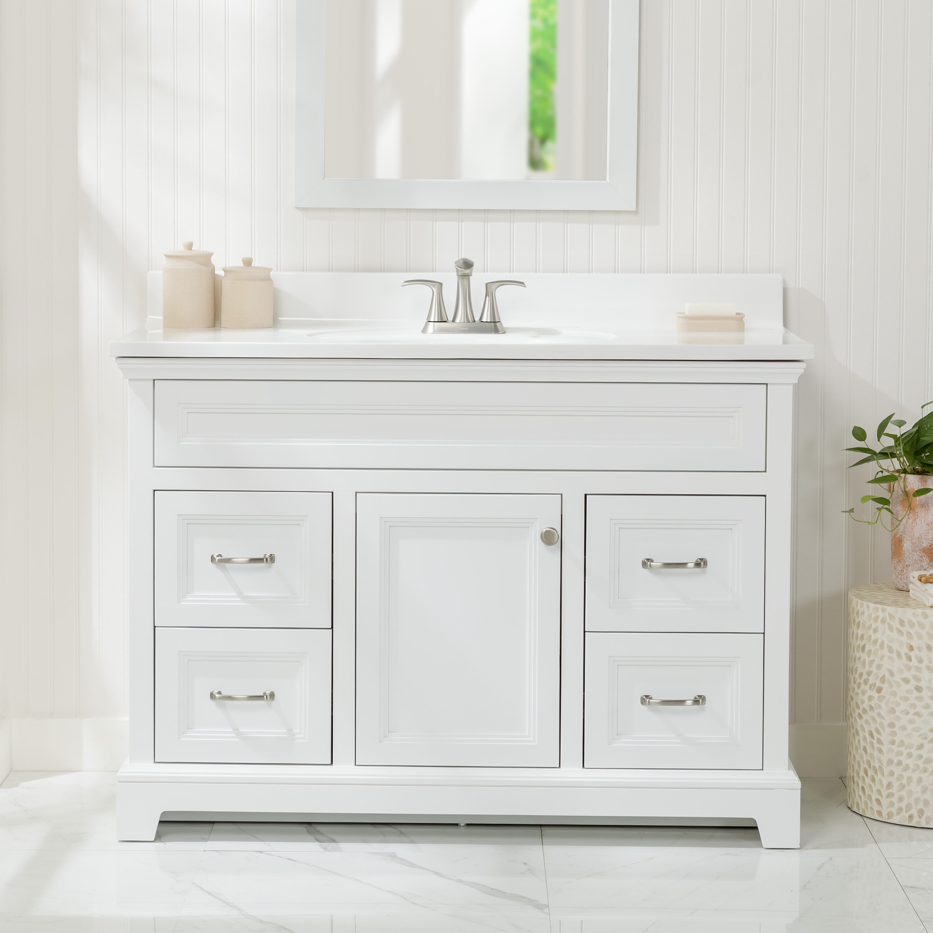 Style Selections Merrill 48-in White Bathroom Vanity Base Cabinet ...