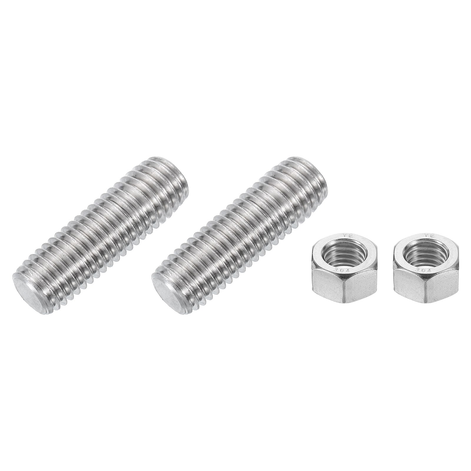 Unique Bargains 5/8inch-11 Fully All Threaded Rod 2pcs 304 Stainless Steel Long Threaded Screw 2inch Length Right Hand Threads for Furniture Mounting Assembly Fastening #S26050701UX5400