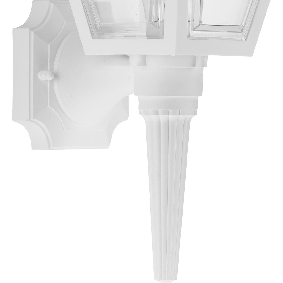 White Ribbed Mansard Roof Outdoor Wall Lantern with Clear Acrylic Panels