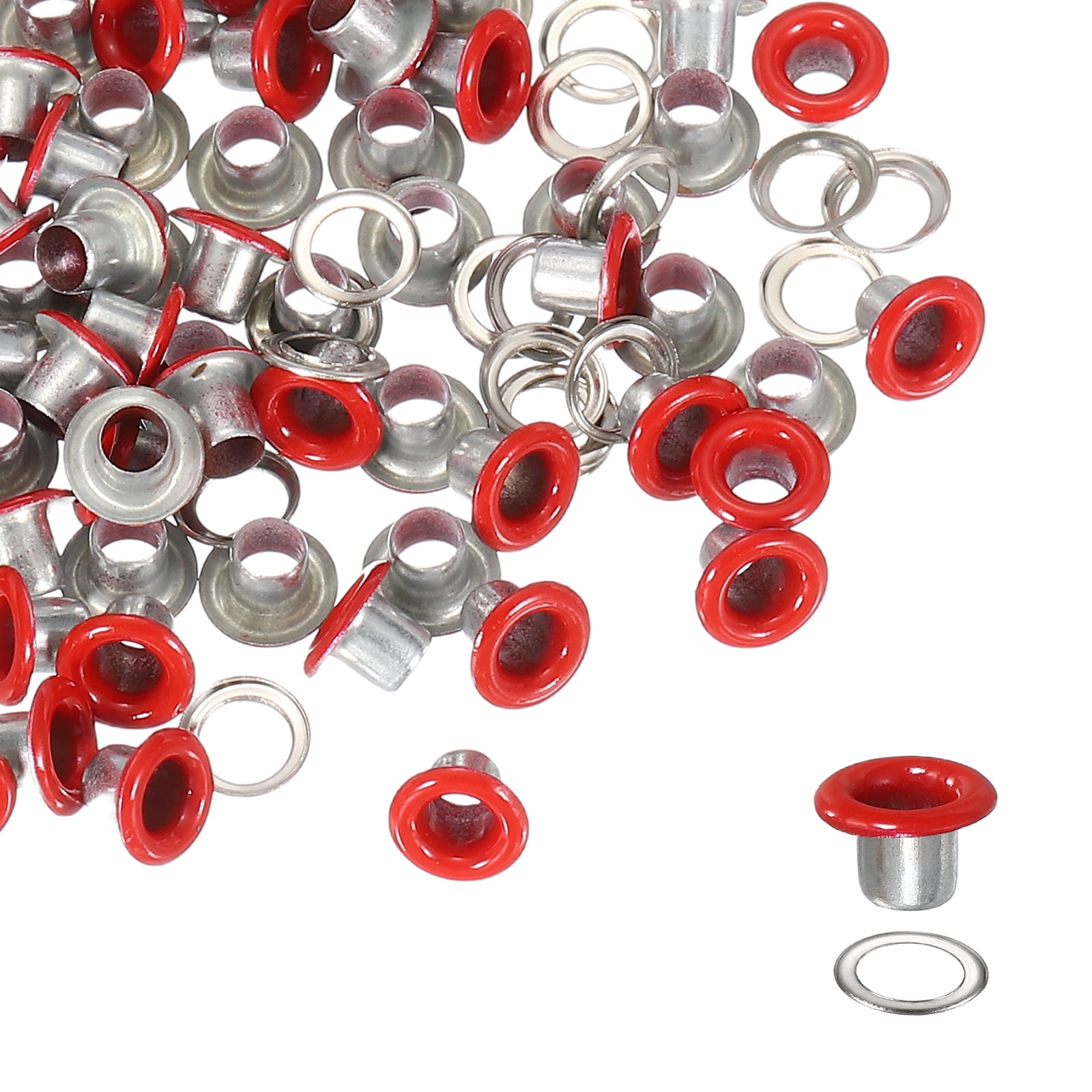 Unique Bargains Grommets Kit Metal Eyelets Grommet Eyelets Kit with Washers 4mm 5/32 Inch Round Inner Hole Fitting for (Fabric/Shoes/Clothes/DIY Crafts/Bag/Belt) 250 Set and Red #S26081901UX0403