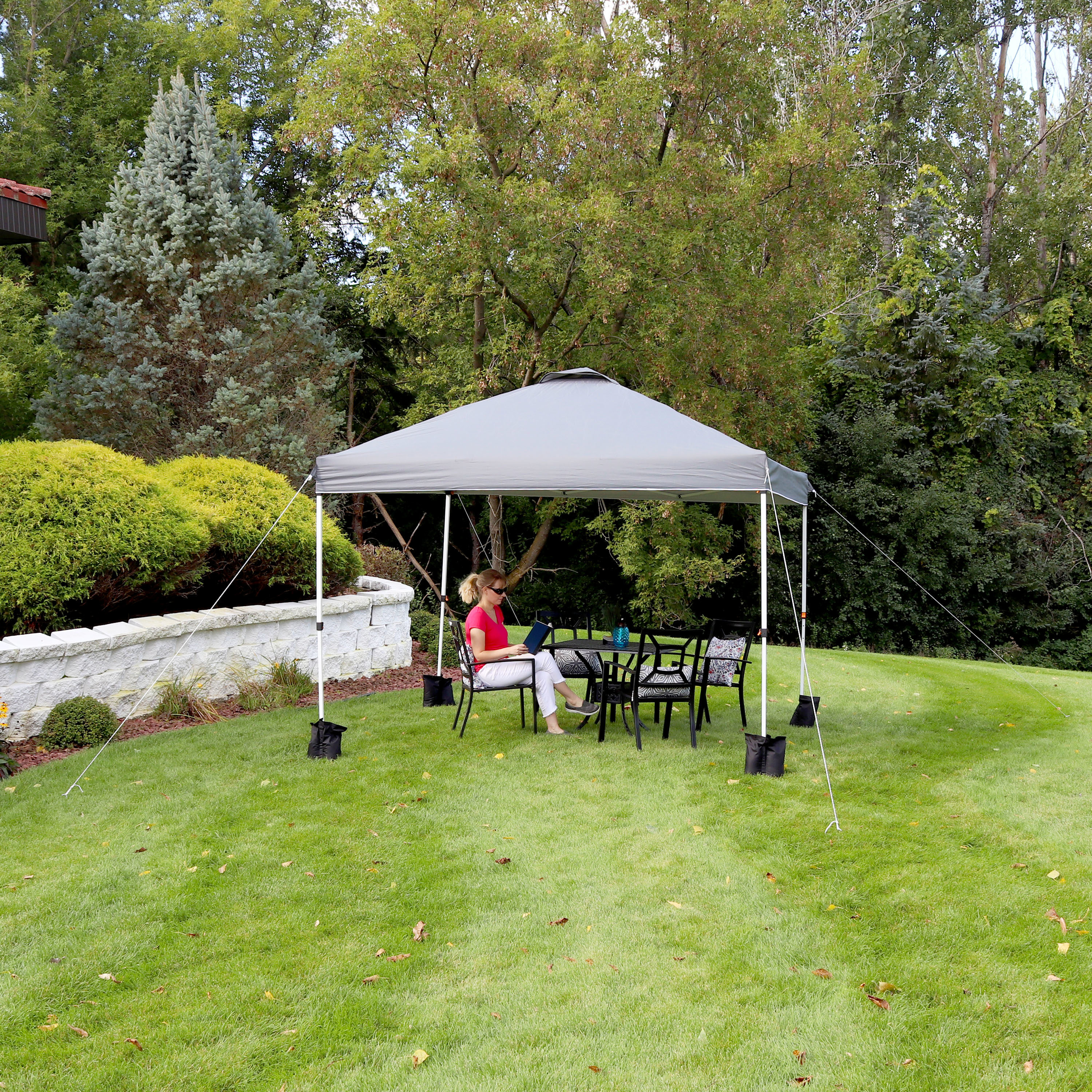 Sunnydaze Decor WUY-786-080 10-Feet x 10-Feet Square Gray Pop-up canopy