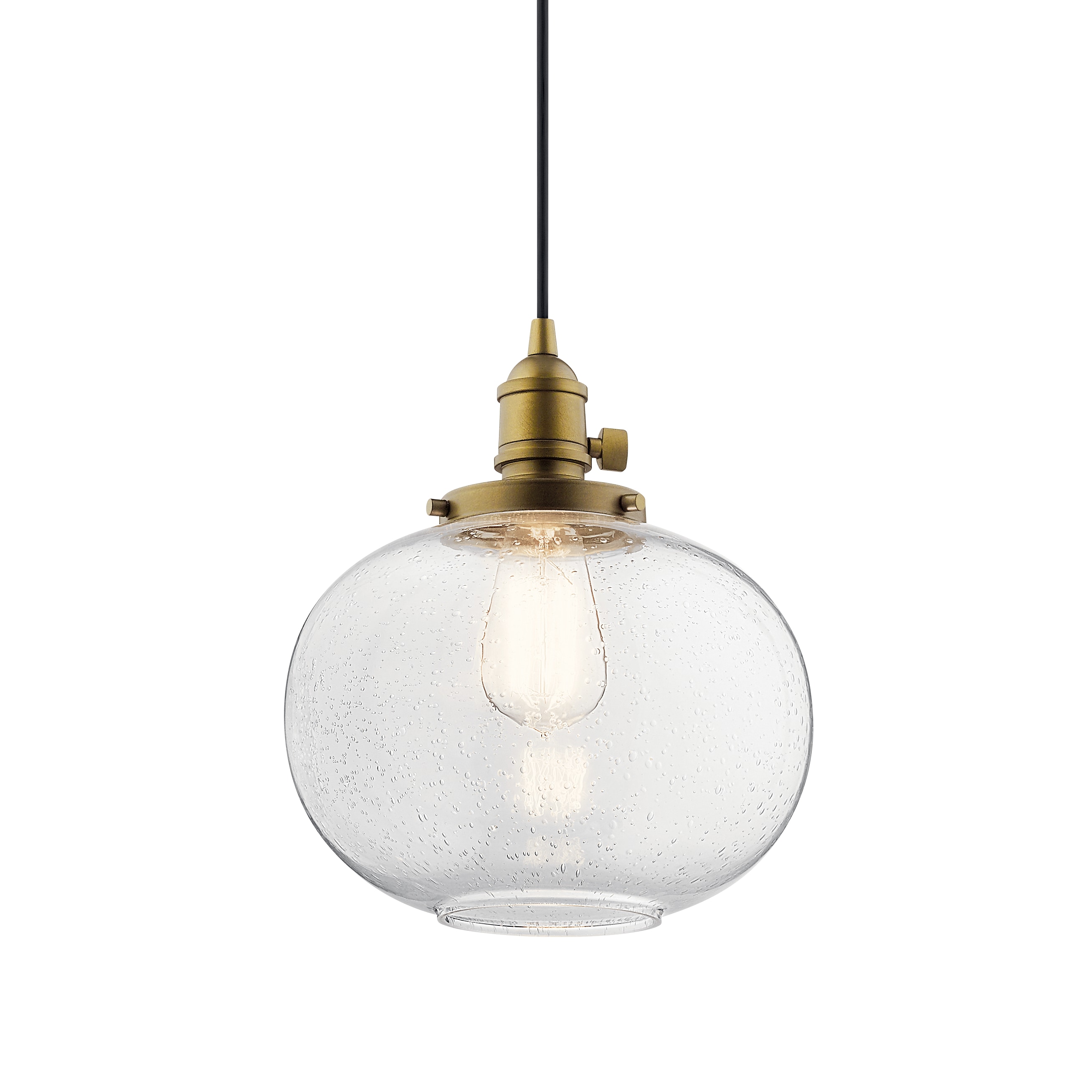 Kichler Avery Natural Brass Industrial Seeded Glass Globe Mini Hanging ...