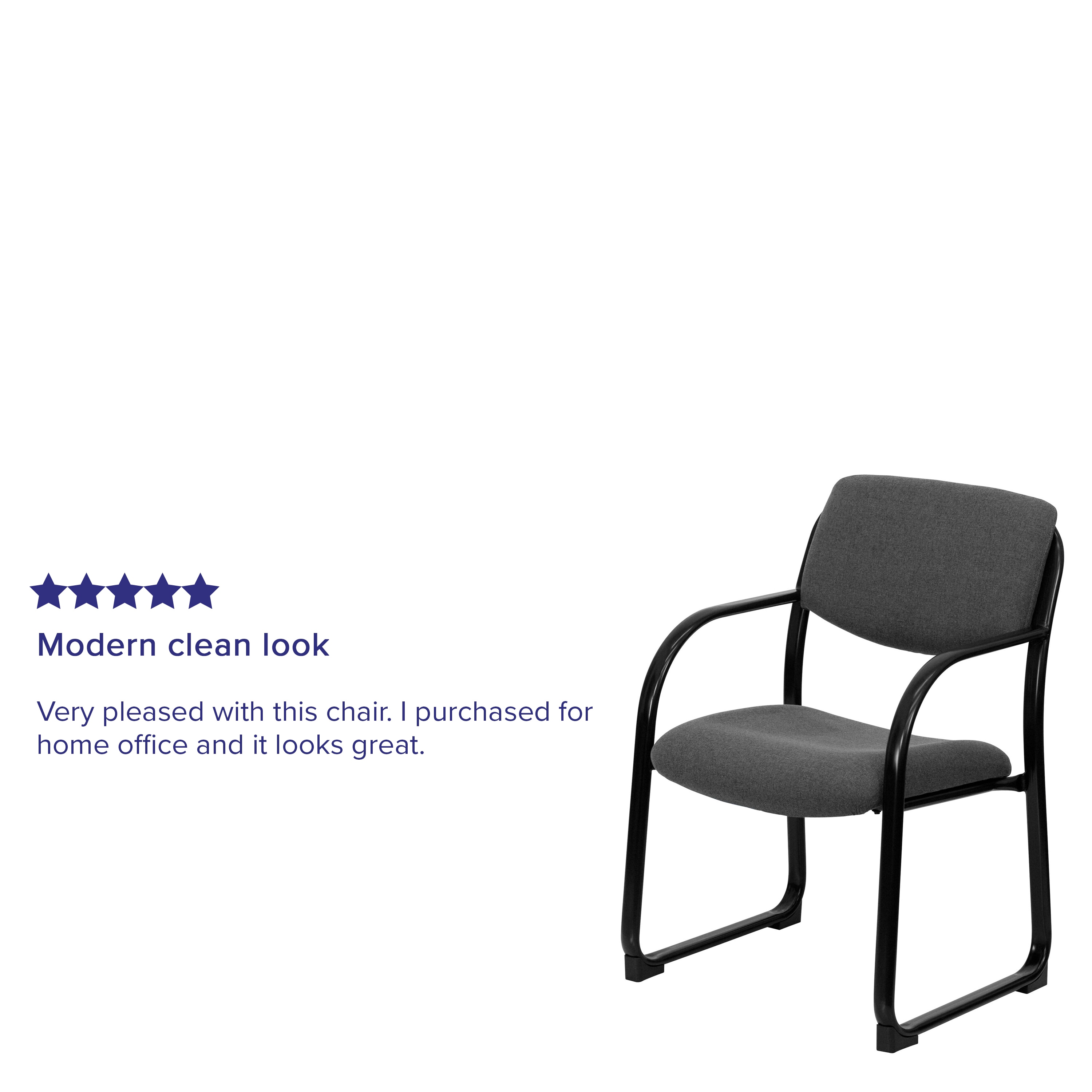 Elegant Gray Fabric Executive Side Chair with Metal Sled Base