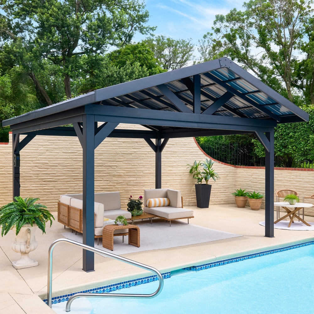 Range Outdoor Living - Lancaster Gazebo 18-ft x 12-ft Hardtop Roof Steel Gazebo