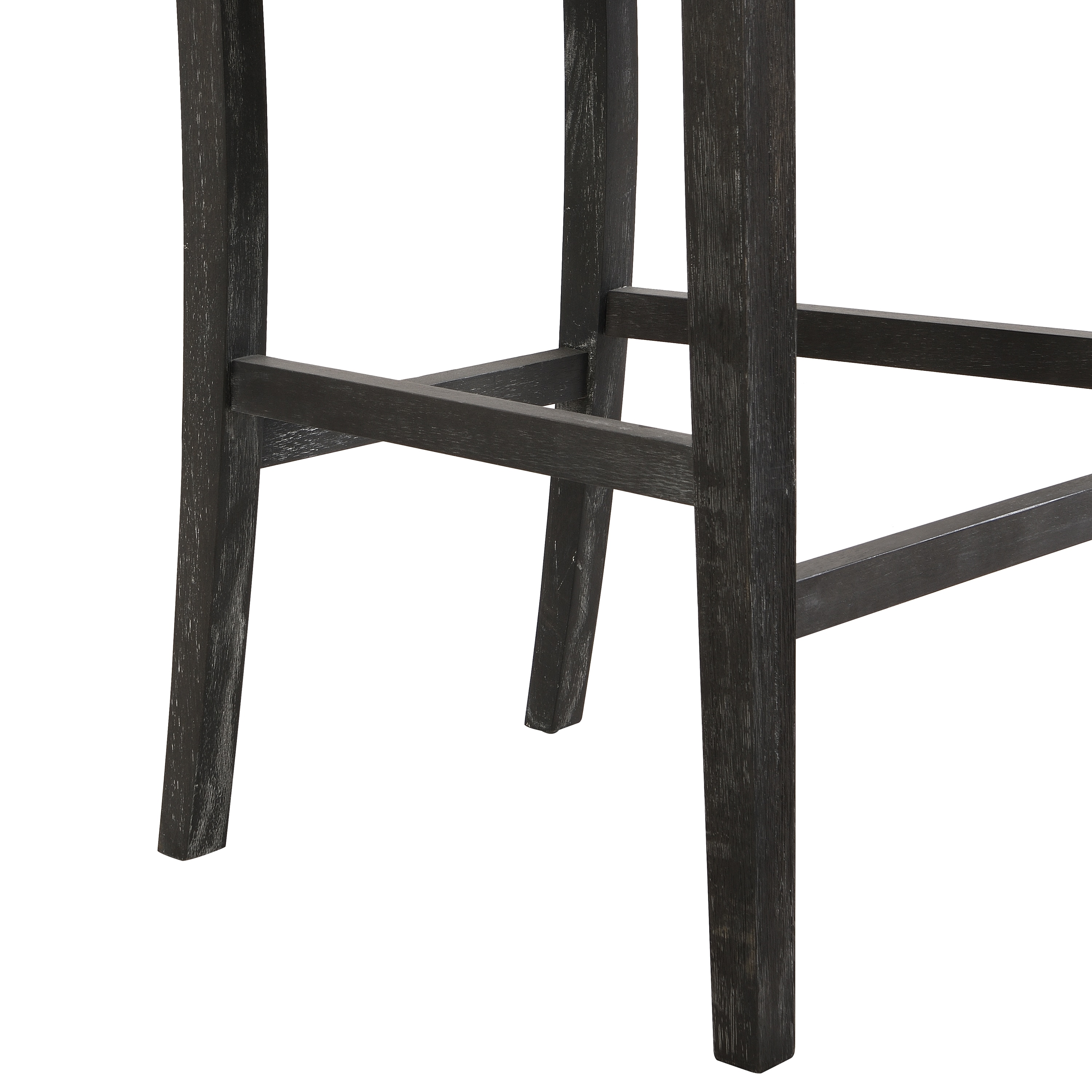 Modern Black and Grey Upholstered Wood Counter Stools, Set of 2