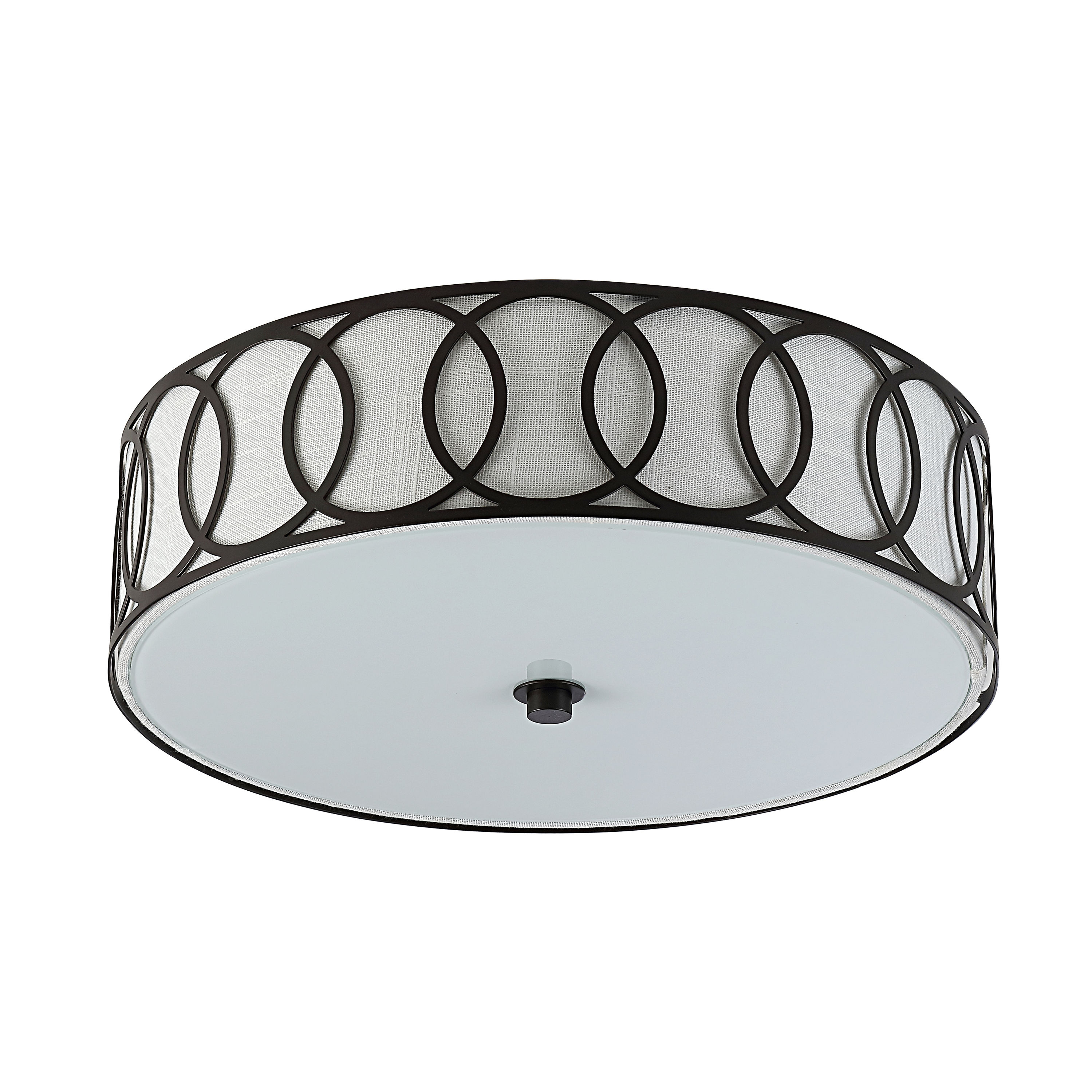 Aubrey Contemporary 15.5" LED Flush Mount in Oil Rubbed Bronze with Linen Shade