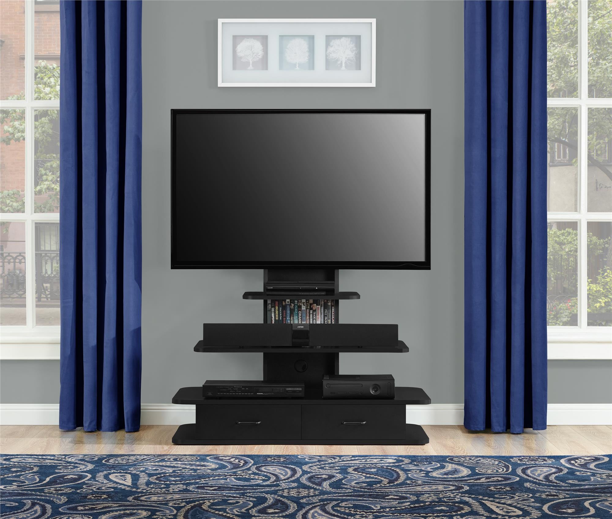 Walnut Ameriwood Home Galaxy TV Stand with Mount for TVs up to 50 Wide 
