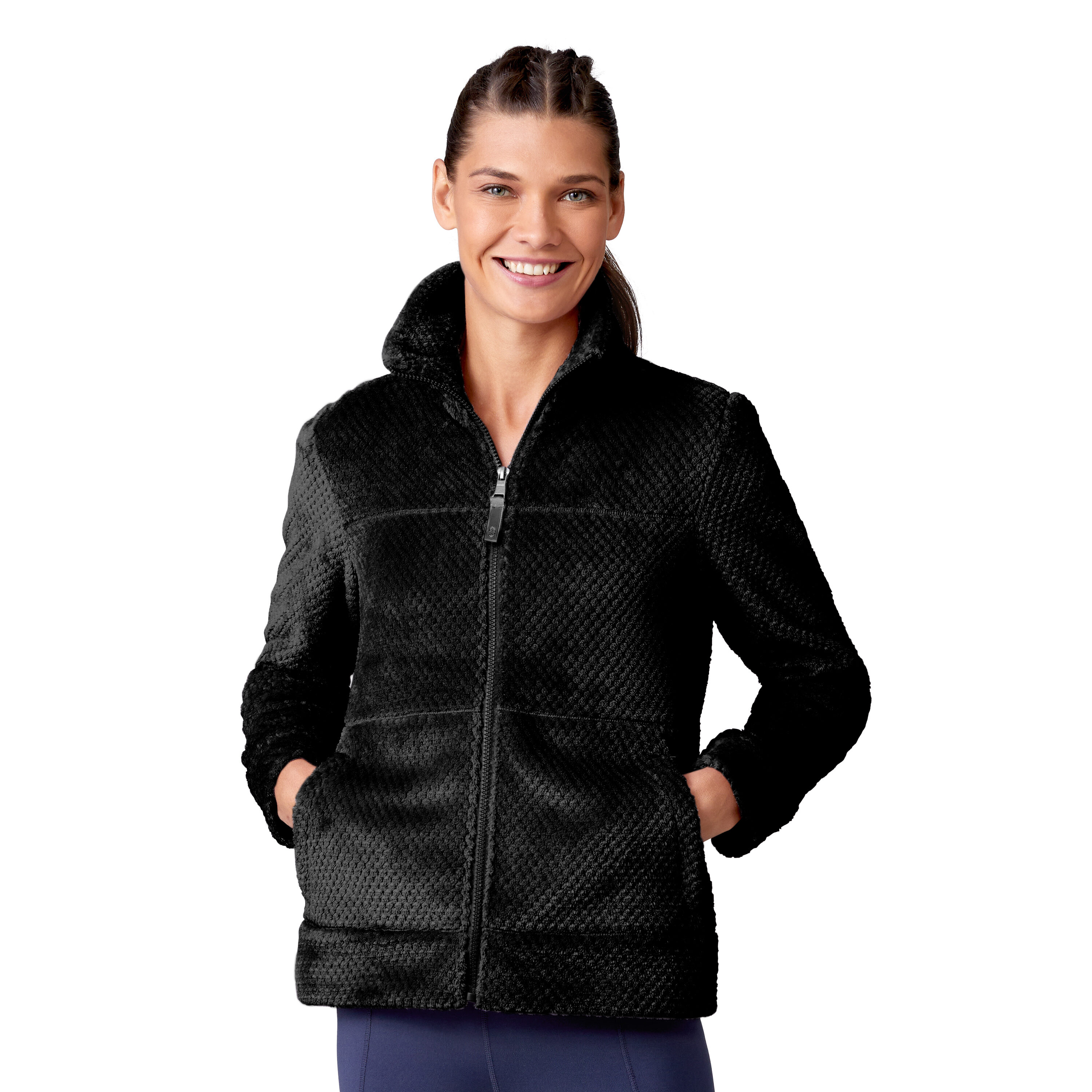 New Women's Fleece Jacket Hooded Large Fur Collar Medium Long Coat