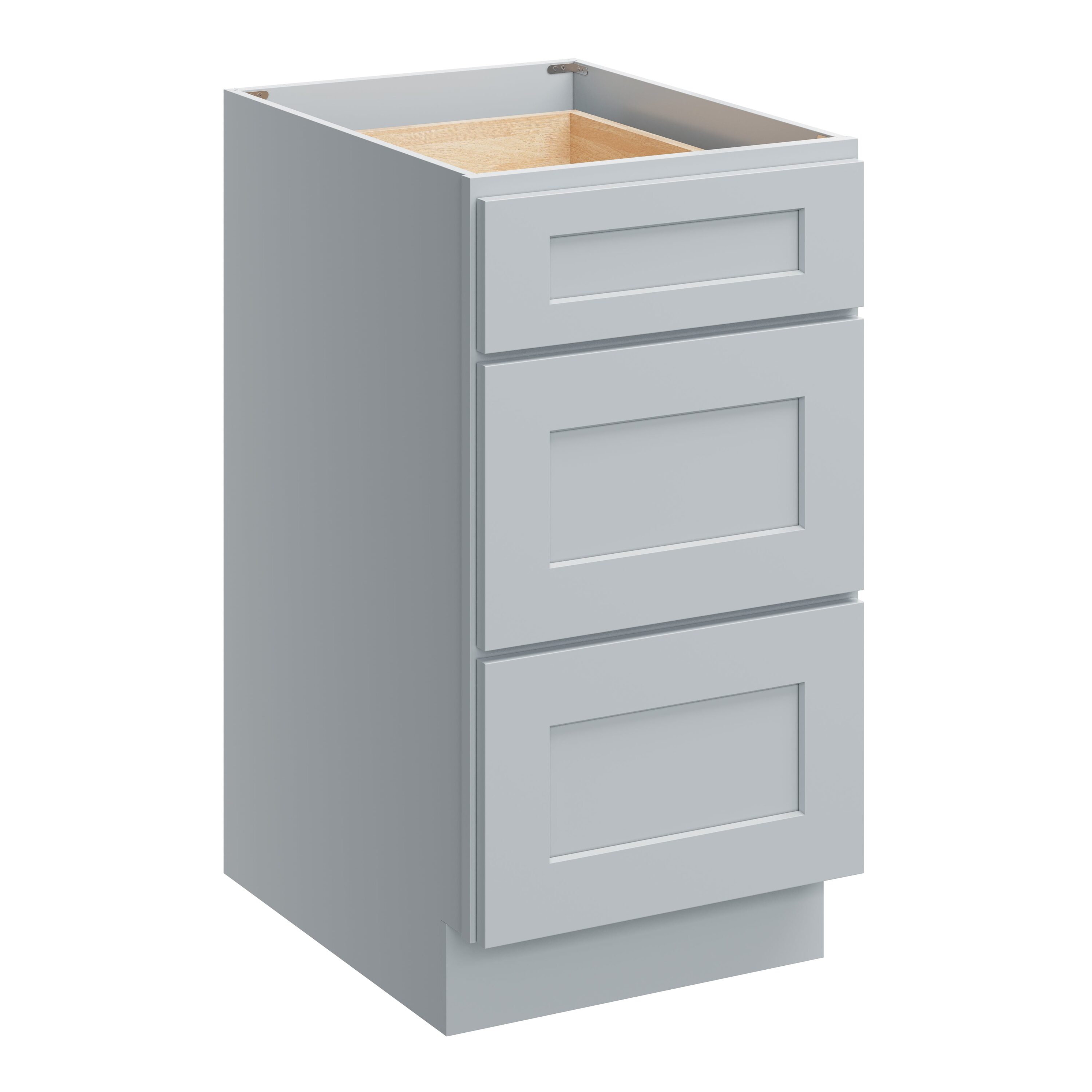 Boyel Living BLDB18DG 18 Inch Dove Grey 3 Drawer Kitchen Base Cabinet with Soft-Close Feature