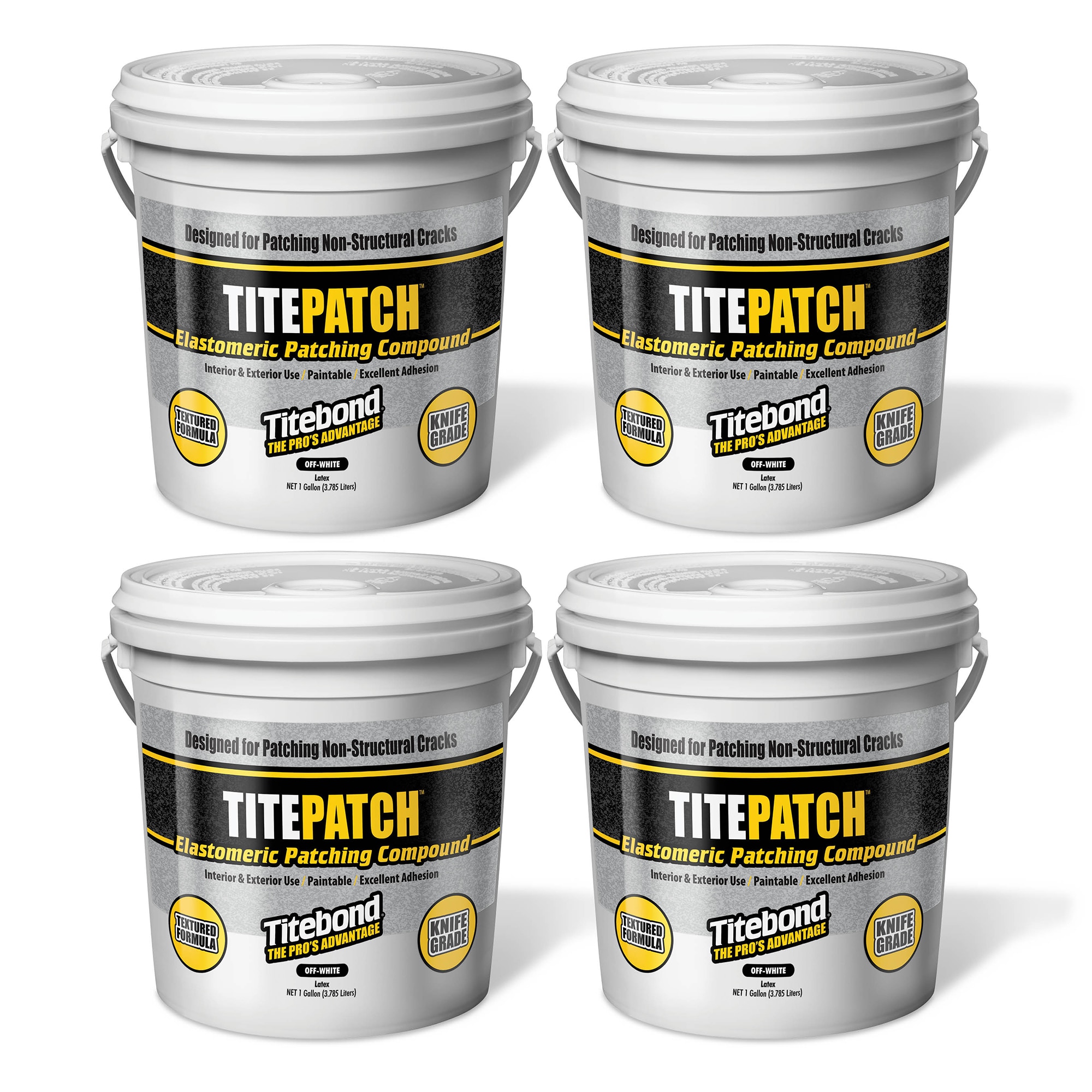 Titebond 5376CP TitePatch Textured Knife Gade Elastomeric Patching Compound 4 -Pack 1-gallon Exterior specialty Off-White Paintable Latex Caulk