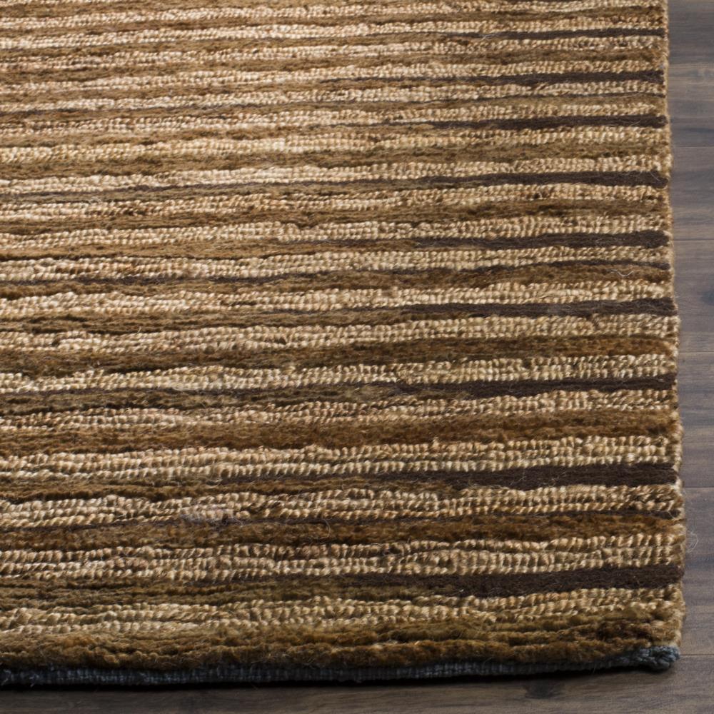 Ivory and Natural Hand-Knotted Jute Striped 4' x 6' Rug