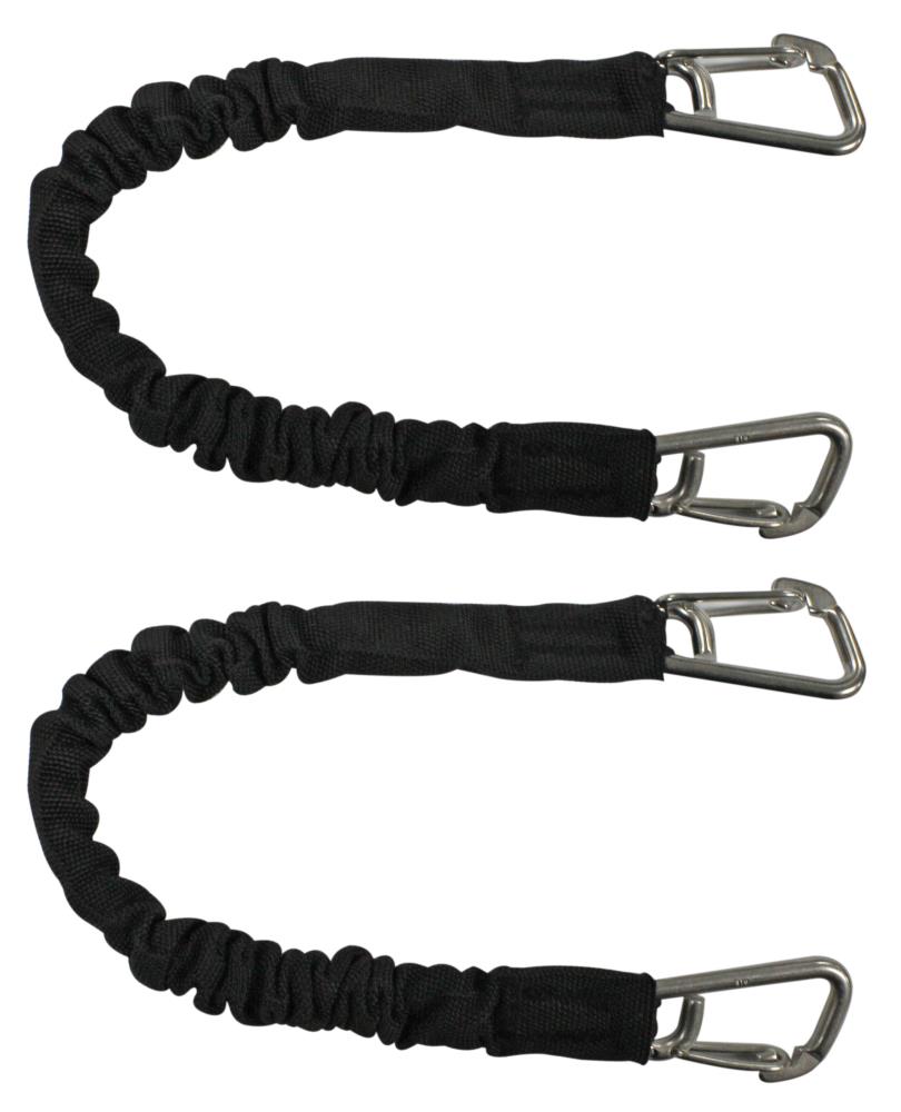 Extreme Max 3006.2367 BoatTector High-Strength Line Snubber and Storage Bungee, Value 2-Pack- 12-in with Small Hooks, Black