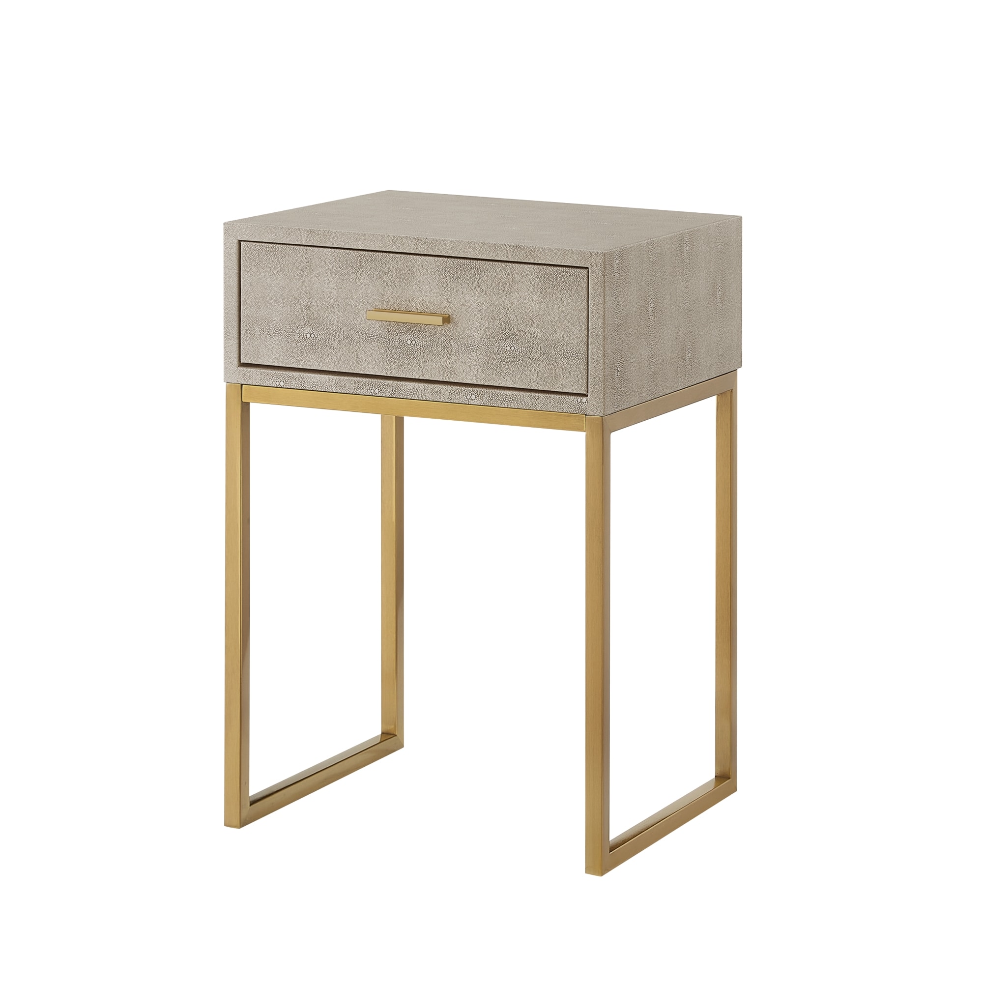 Nicole Miller NET407-01WG-LS Landan 16-in W x 24-in H Cream White/Gold Wood Rectangular Modern End Table Assembly Required