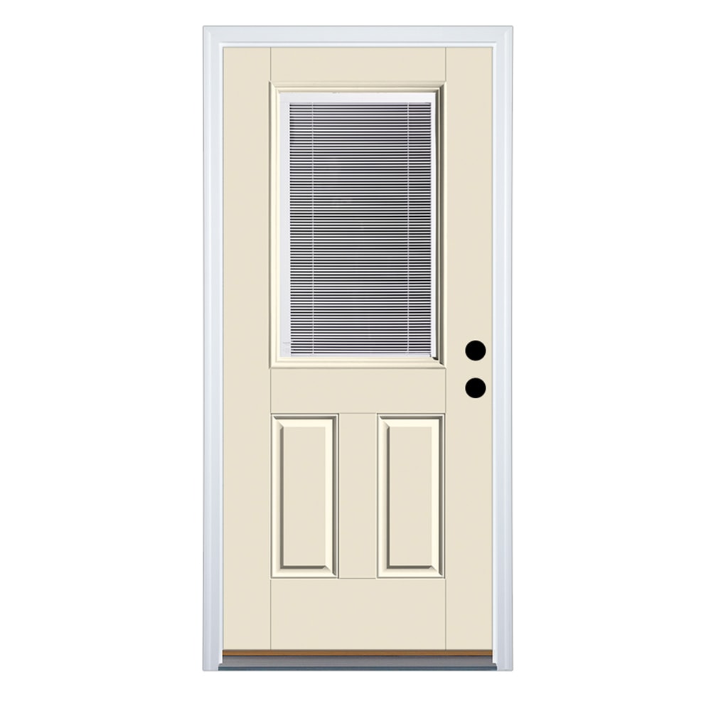 Therma-Tru Benchmark Doors 36-in x 80-in Fiberglass Half Lite Left-Hand Inswing Ready To Paint Prehung Single Front Door with Brickmould Insulating -  B6S30SD8P12ZMBECZUULIB4