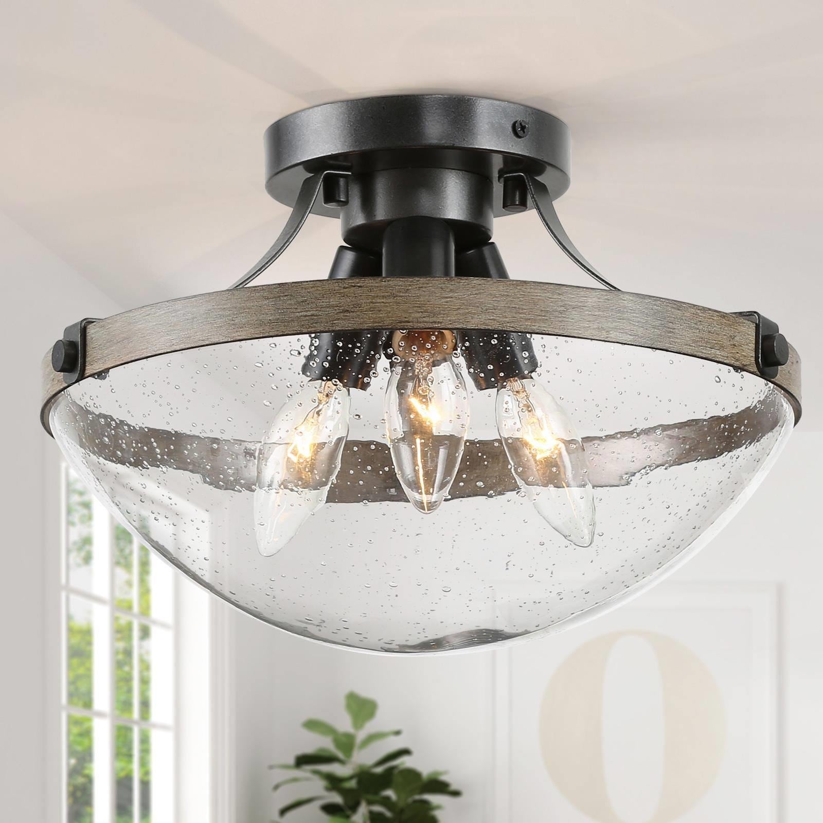 LNC NEAURMLWS3677B7 Holmes 3 -Light 11.5-in Brushed Gray Semi Flush Mount Light