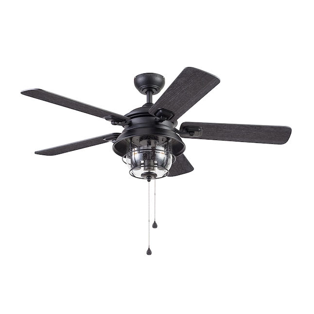 Harbor Breeze Altissa 52 In Black Indoor Outdoor Ceiling Fan With Light 5 Blade The Fans Department At Lowes Com