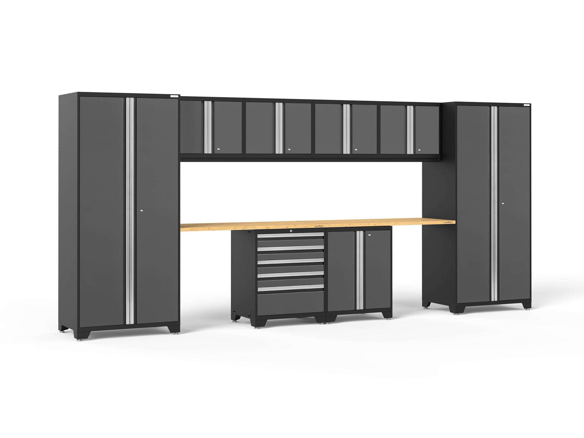 NewAge Products 52050 184-in W x 84.75-in H x 24-in D 8 -Cabinets Steel Charcoal Gray Garage Storage System