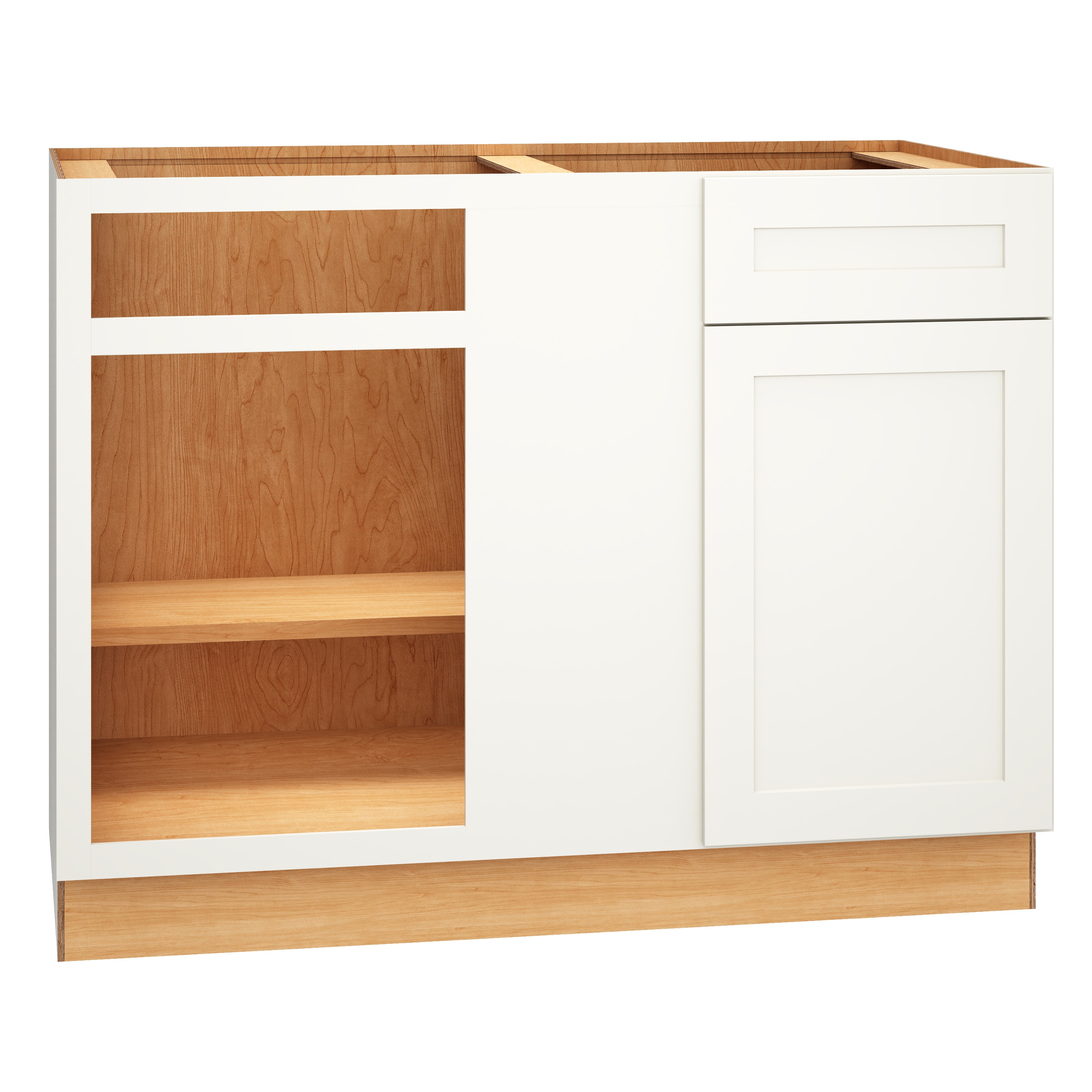RELIABILT 332 BC48S Pinnacle 48-in W x 34.5-in H x 24-in D White Blind Corner base Fully assembled Plywood Cabinet (Recessed Panel Shaker)