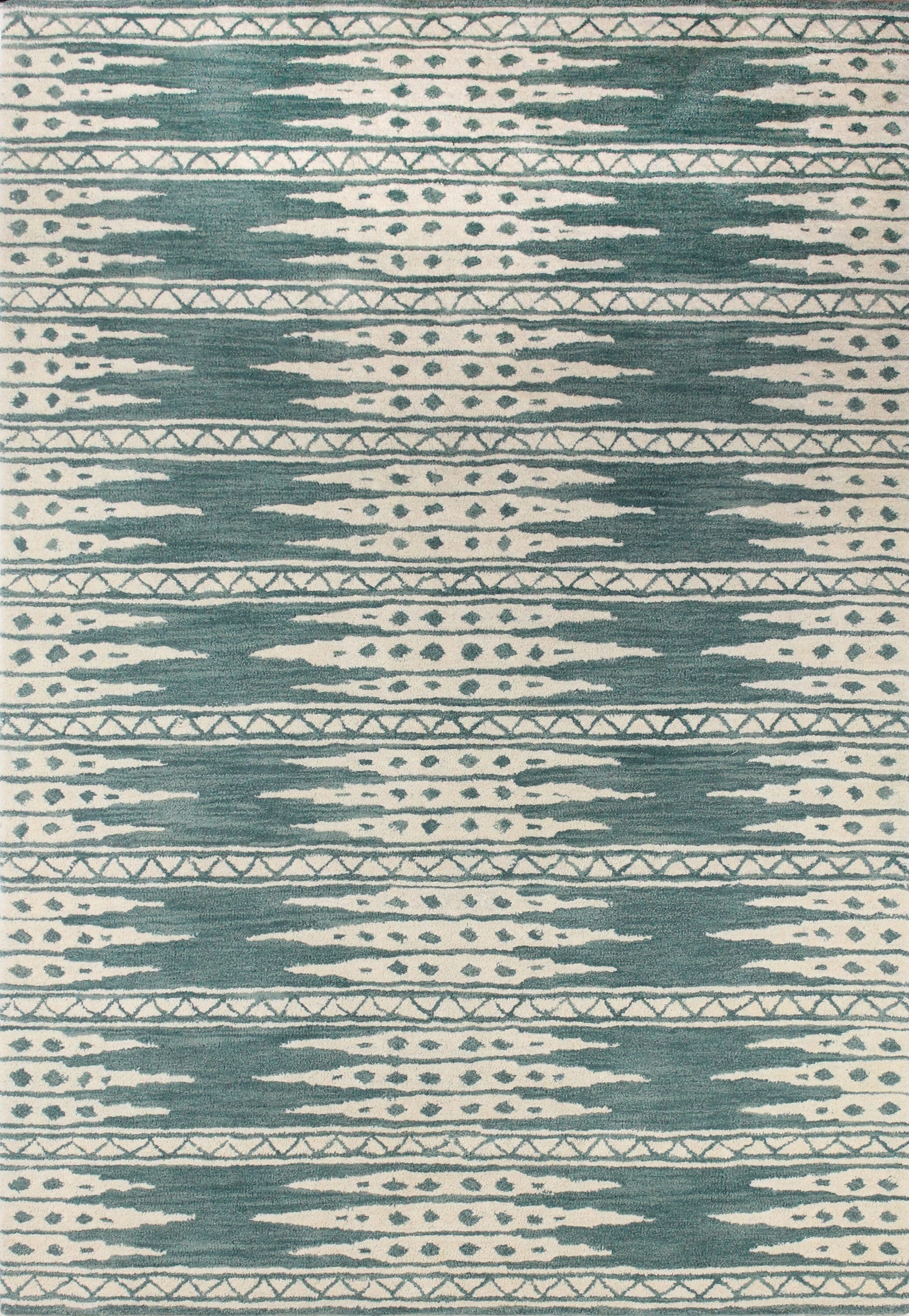 Bashian 649652269474 9 X 12 (ft) Wool Teal Indoor Geometric Mid-century Modern Area Rug
