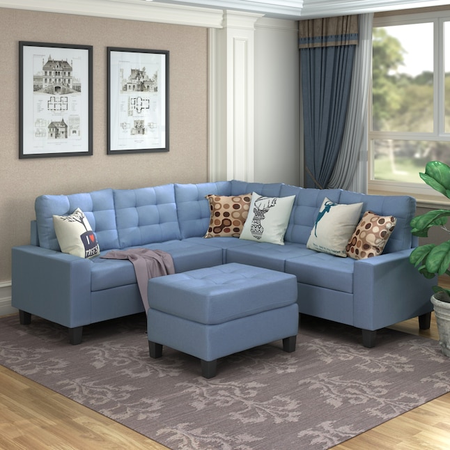 Blue Microfiber Sofa
