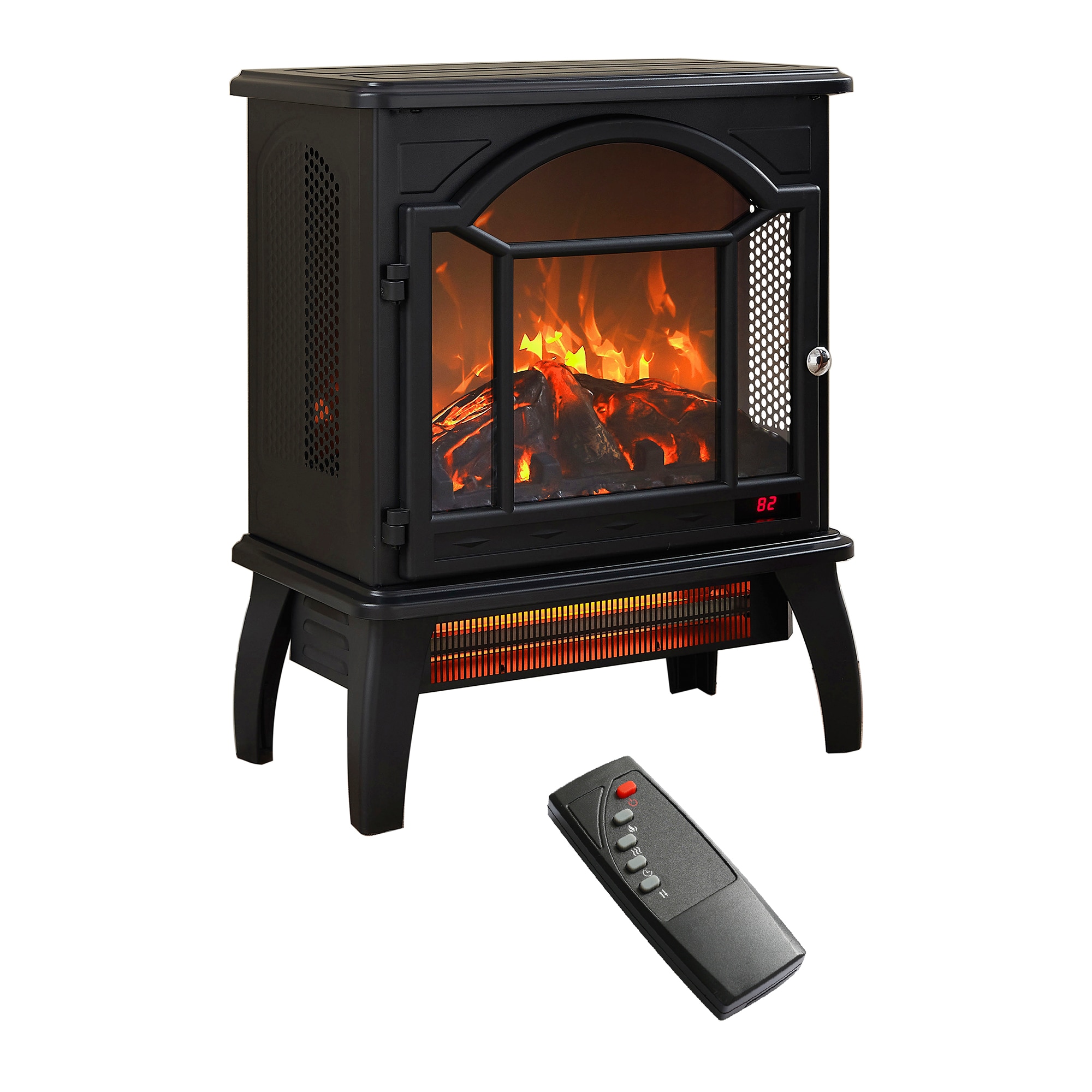 SINOFURN SYC070021BK 17.5-Inches W Black Free standing LED Corner or flat wall Electric Fireplace with Remote Control Included