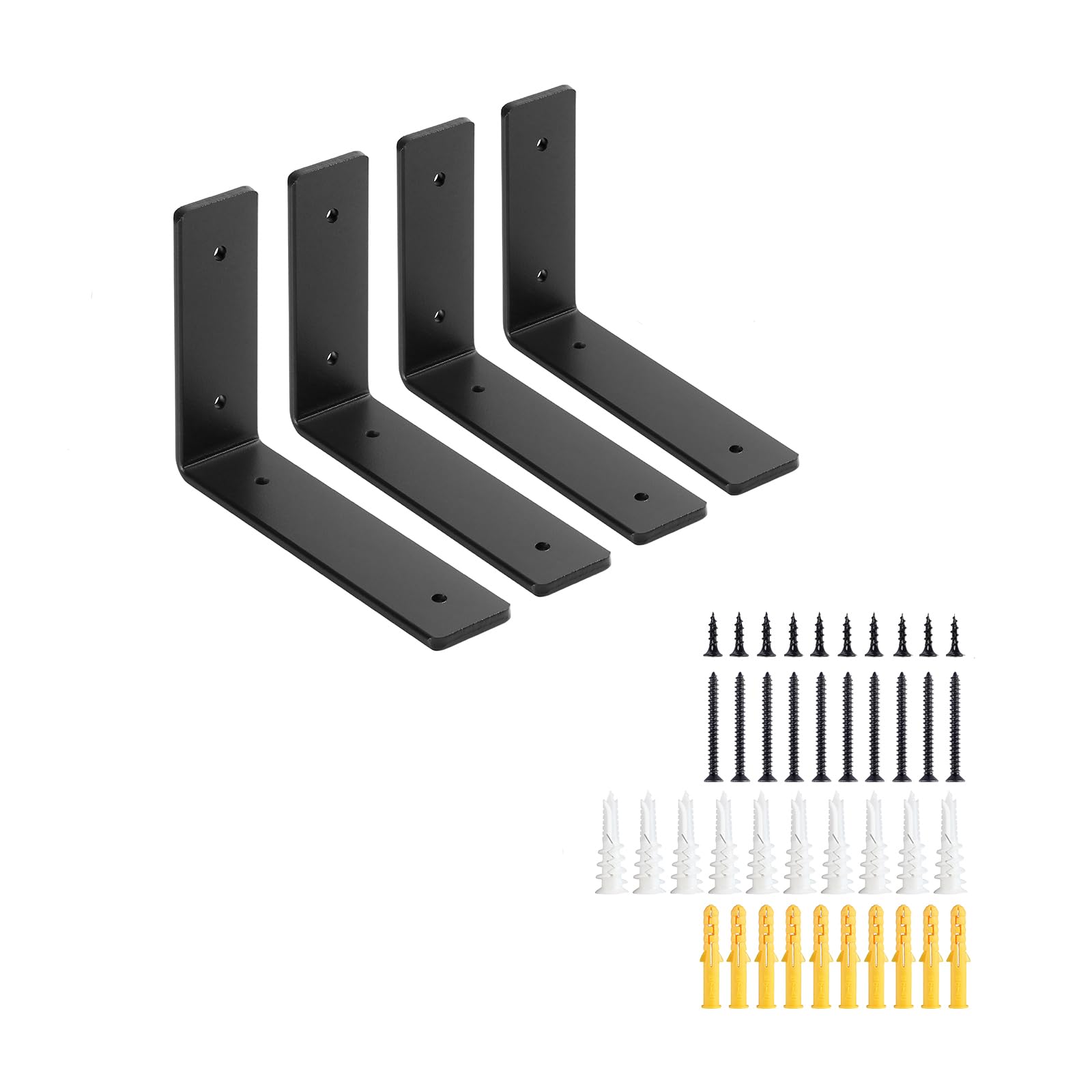 KIWDZFU  6 Inch Heavy Duty Floating Shelf Brackets 4 Pack Extra Thick Steel Wall Shelf Supports Black Metal for Small Wall Storage Holds Up to