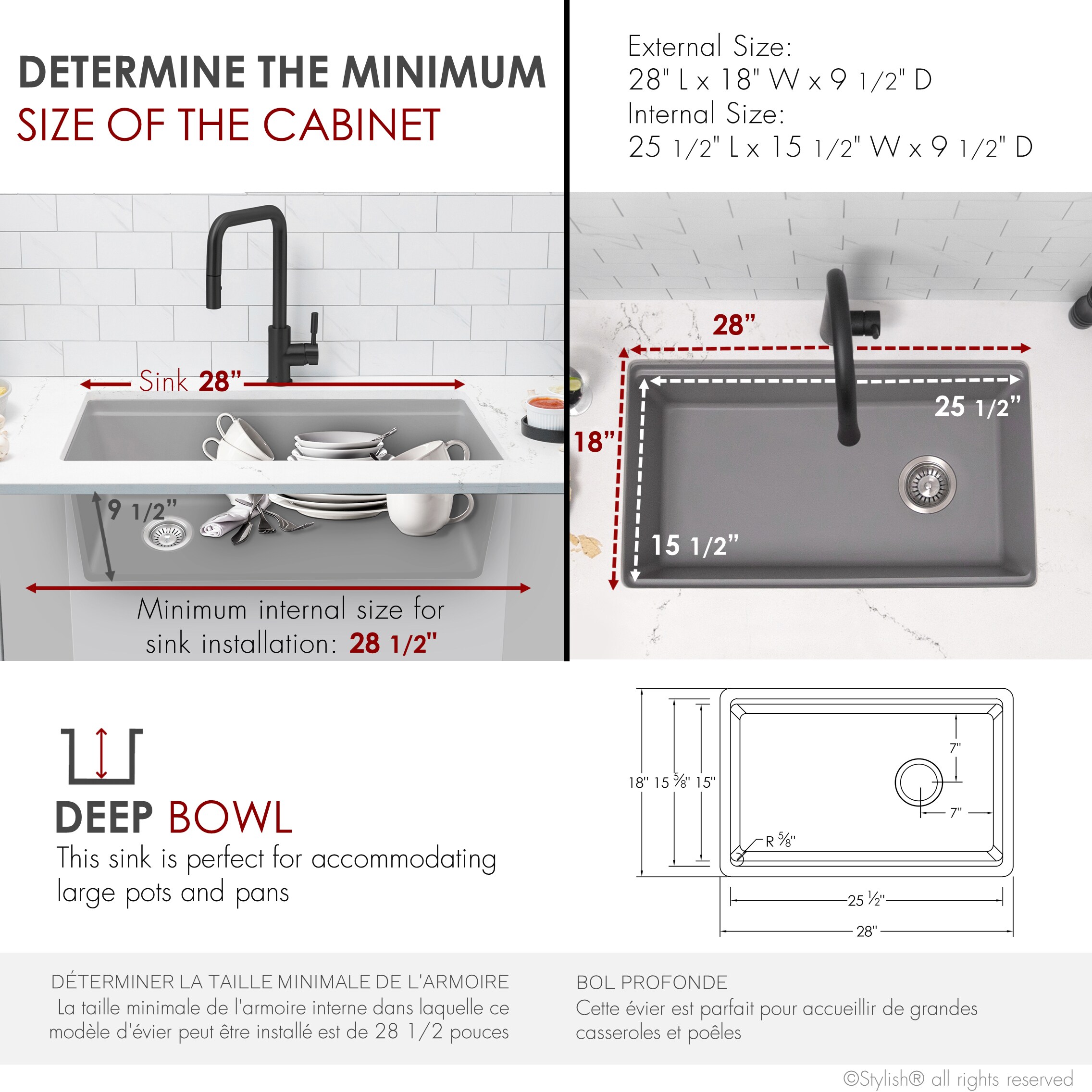 Stylish S-828WL Kitchen-Sinks - View #9