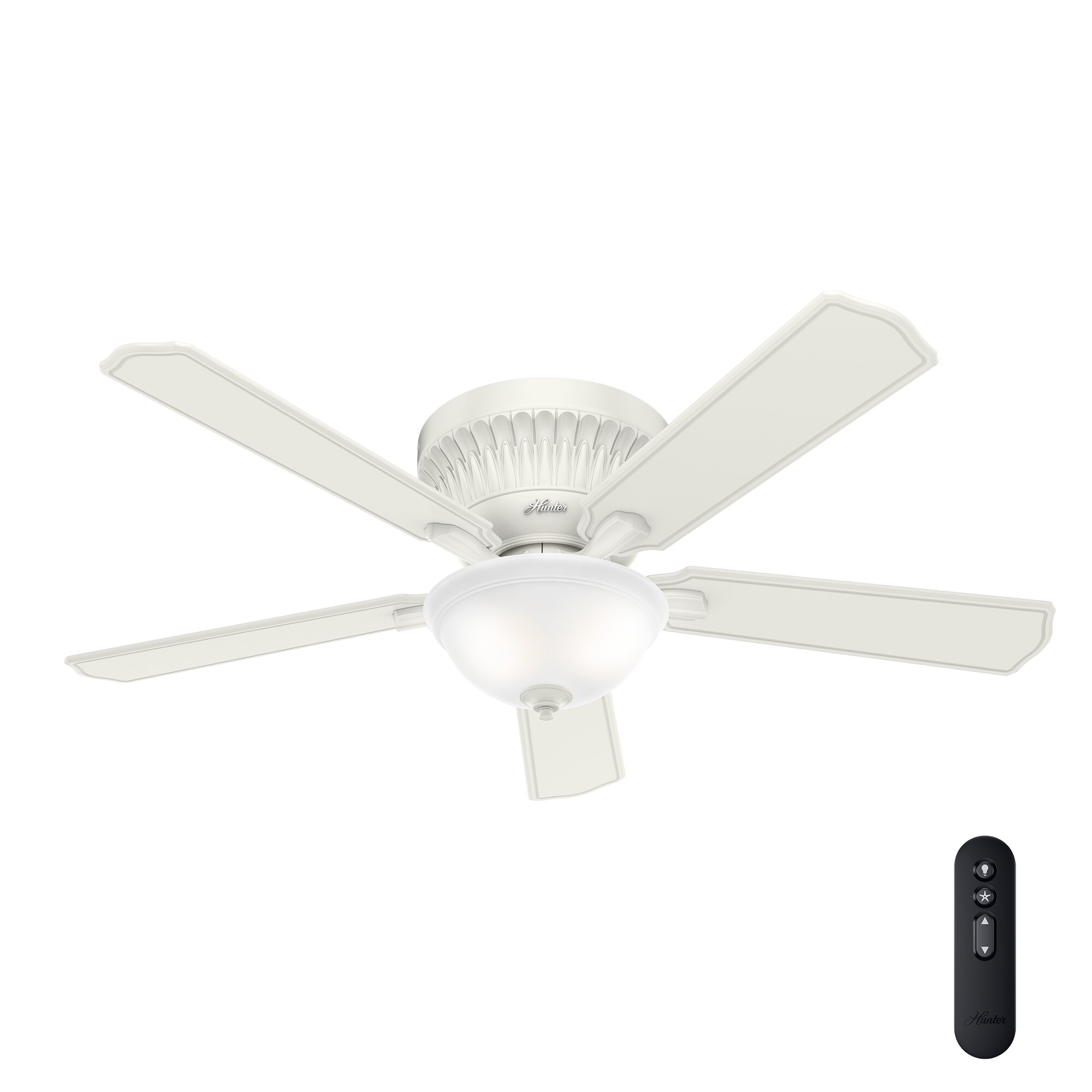 Hunter Chauncey 54 In Fresh White Led Indoor Flush Mount Ceiling Fan With Light And Remote 5 Blade The Fans Department At Com - Hunter Ceiling Fan Suddenly Stopped Working