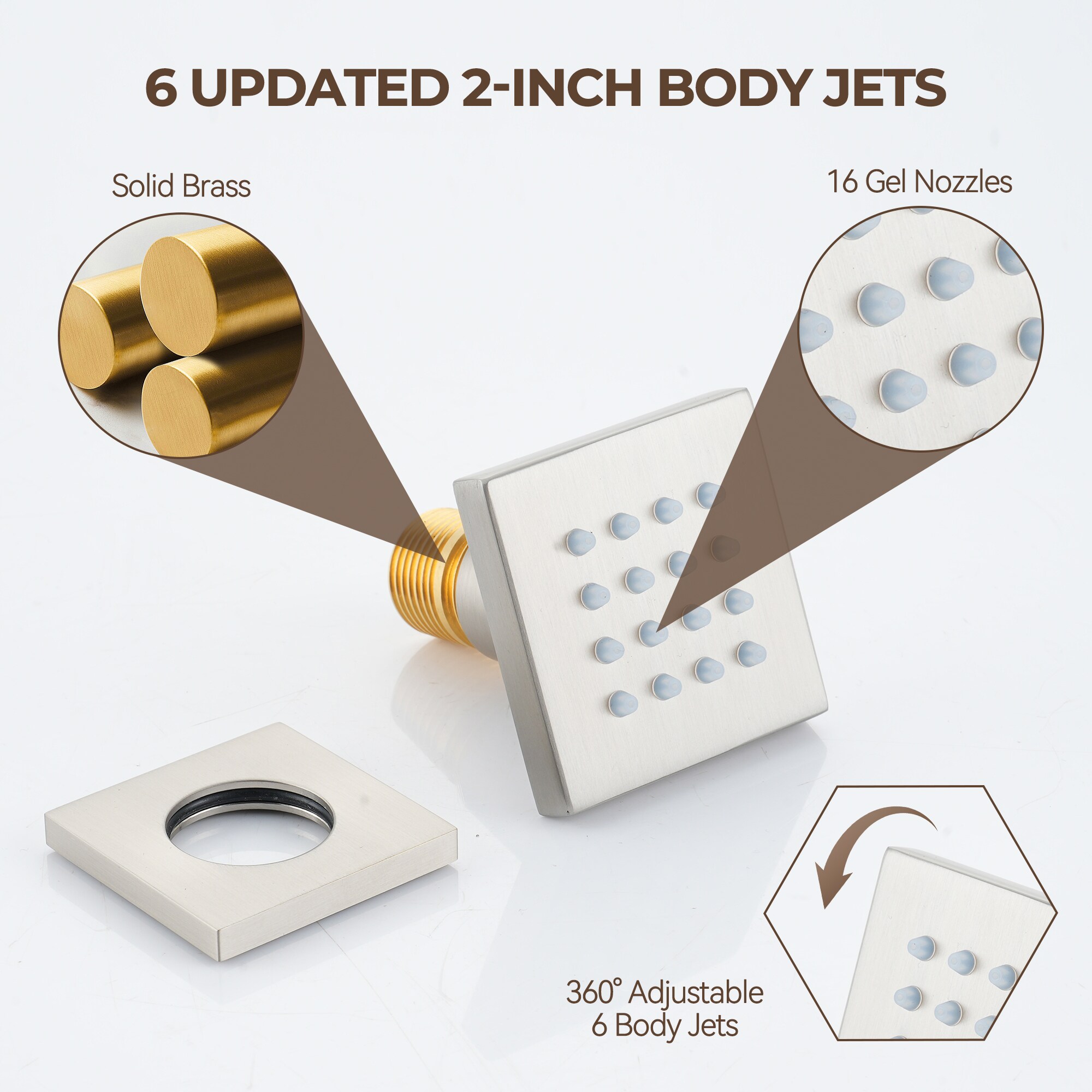 Brushed Nickel Ceiling Mounted Dual Shower System with Body Jets