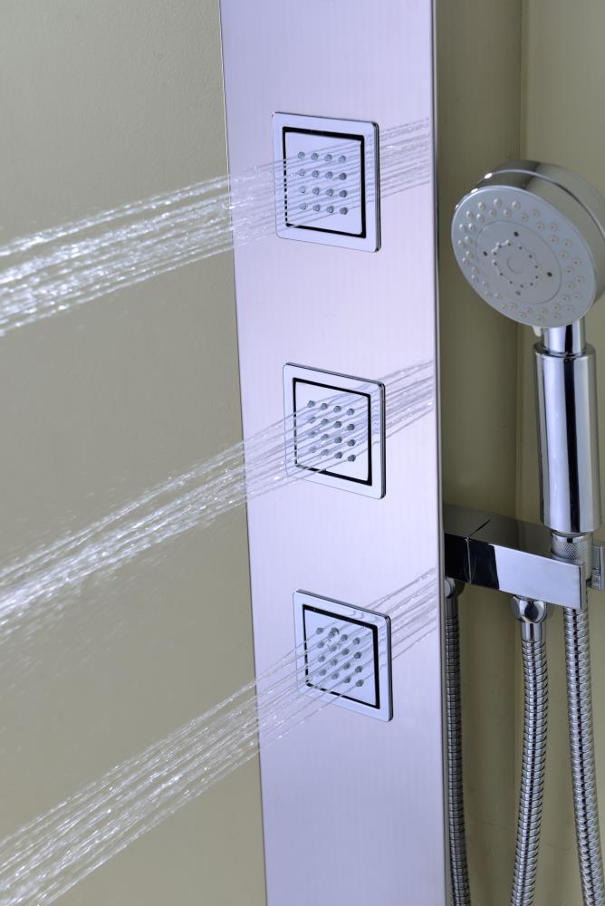 Polished Chrome Stainless Steel 59" Shower Panel with Jets and Handheld Wand