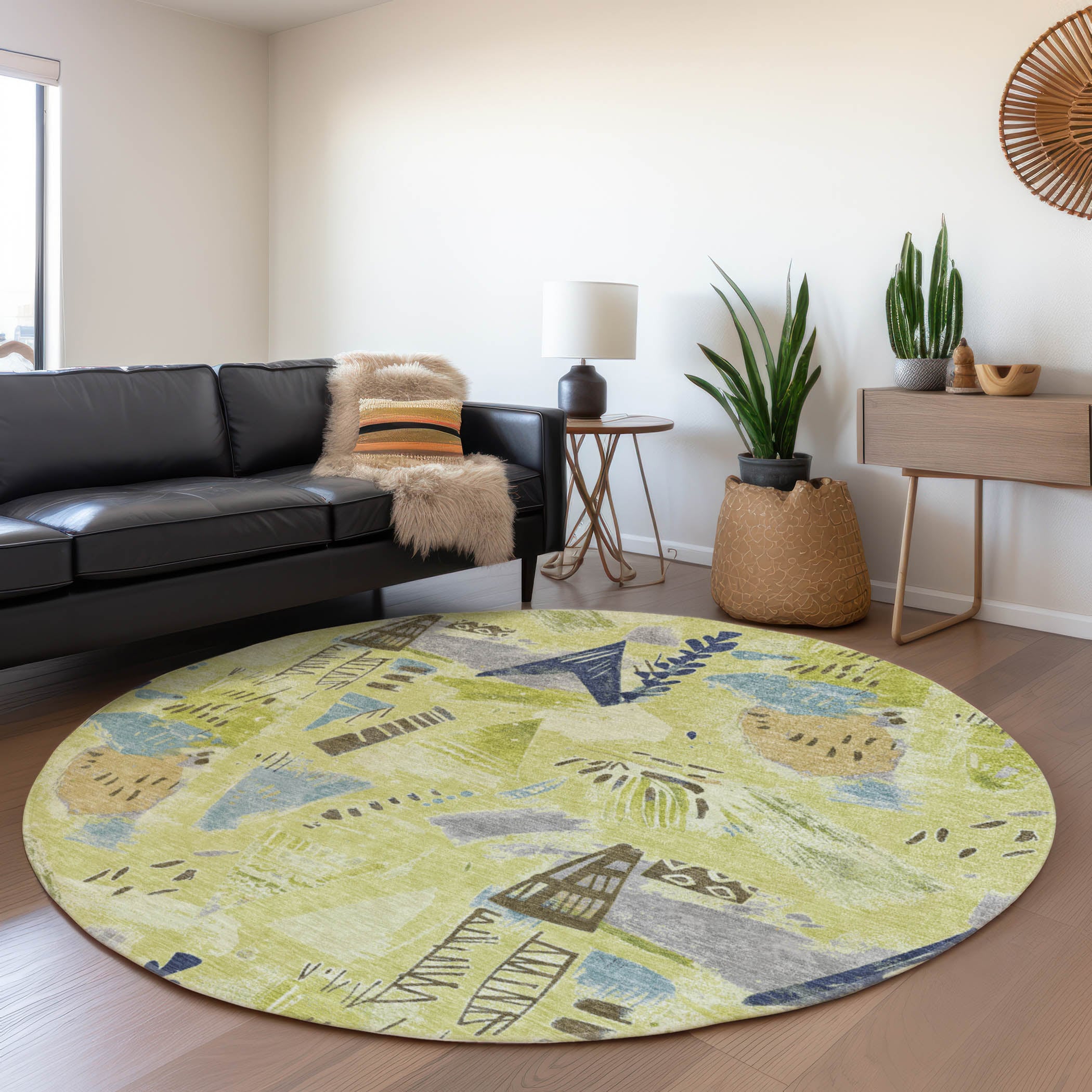 Addison Rugs ACN1573AL8RO Chantille ACN1573AL 8 x 8 (ft) Polyester Aloe Round Indoor/Outdoor Geometric Machine washable Area rug