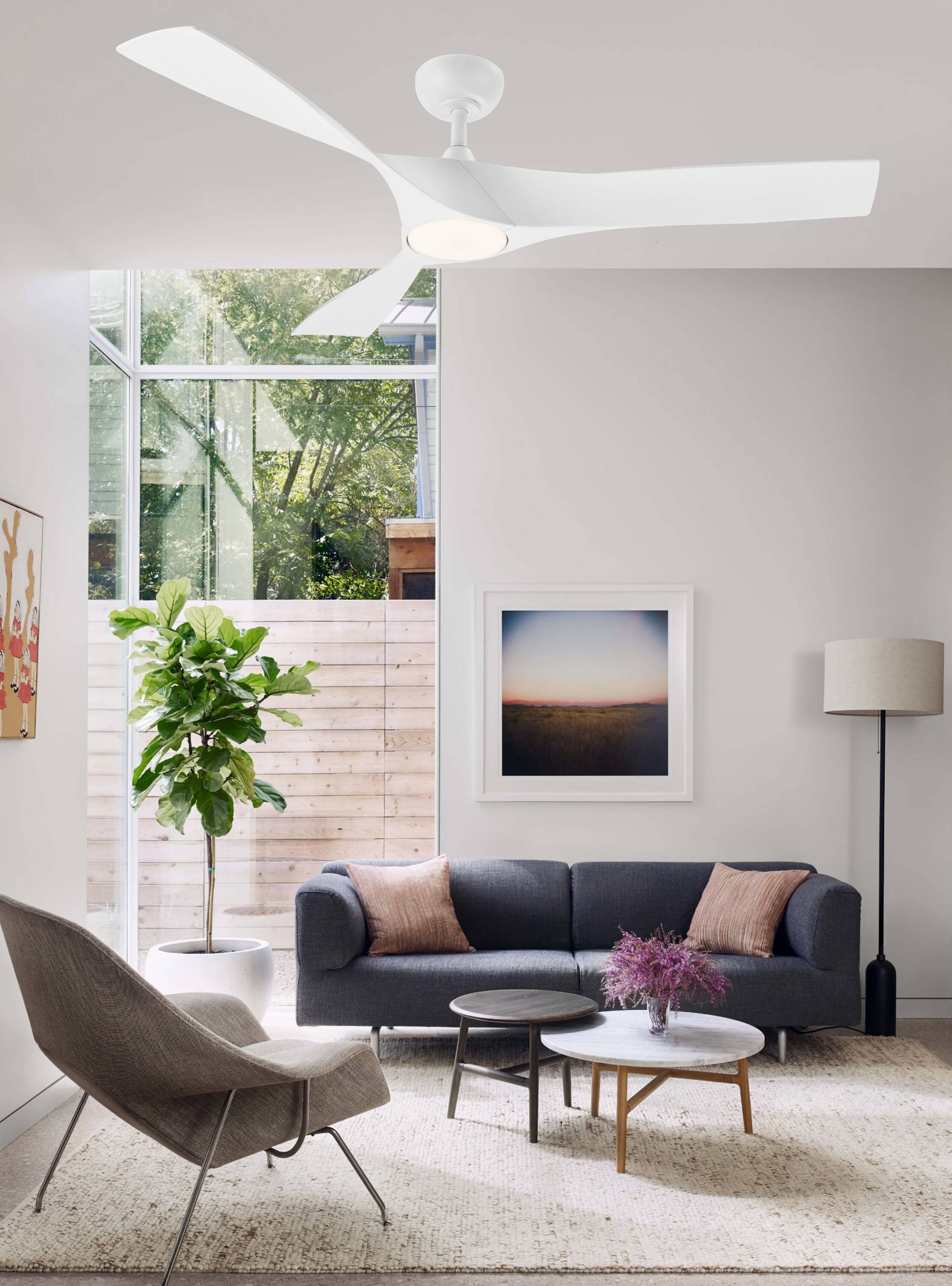 CO-Z CFN-1310-WH 52-in Color-Changing Integrated LED White with White Blades Propeller Ceiling Fan With Light - Remote Included ( 3 -Blade )