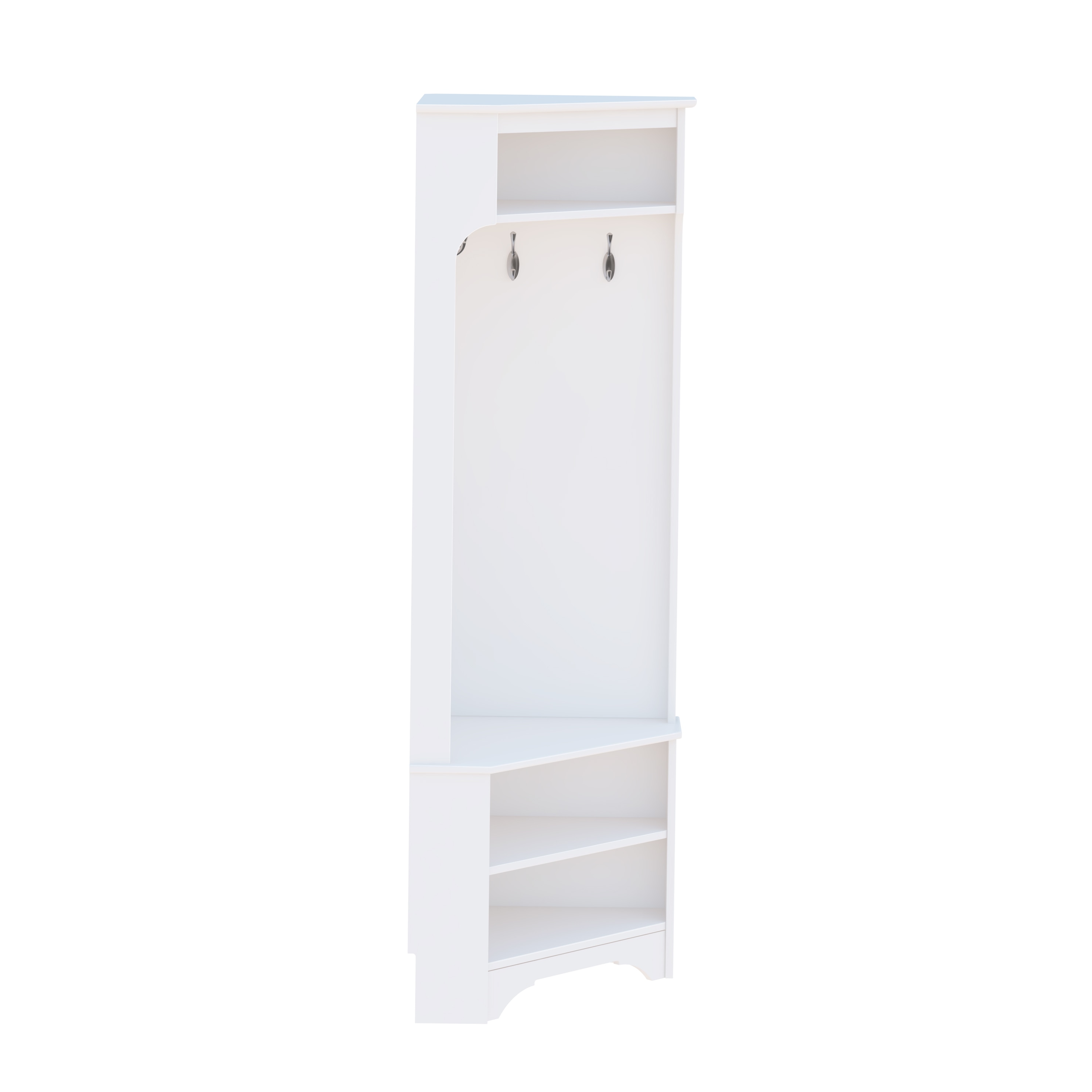 Prepac Transitional White Corner Hall Tree with Closet Organizer Adjustable Shelves and Metal Hooks WSCC 0606 1 at Lowes