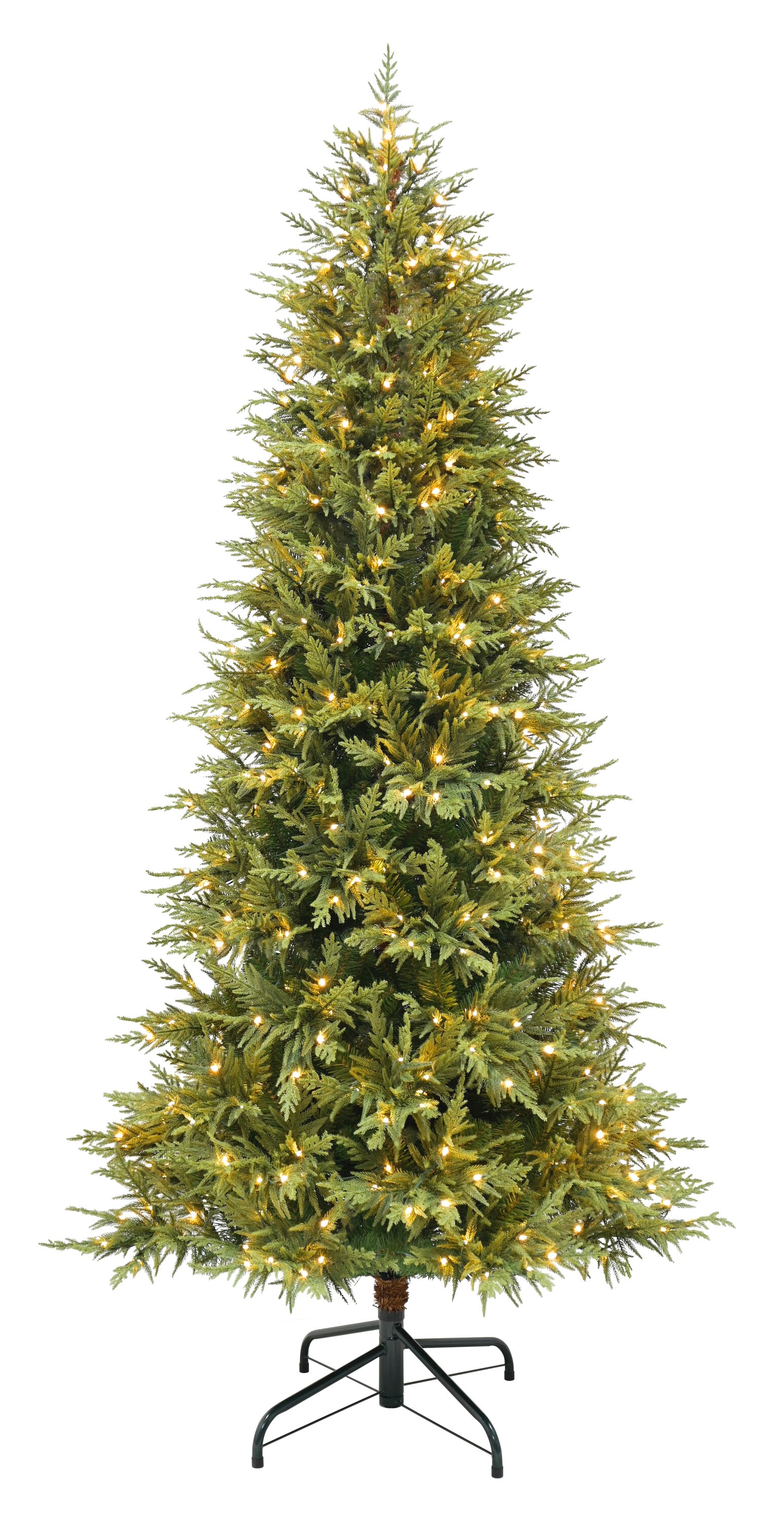 Holiday Living Tyler 7.5-ft Pine Pre-lit Slim Artificial Christmas Tree with Multicolor LED Lights