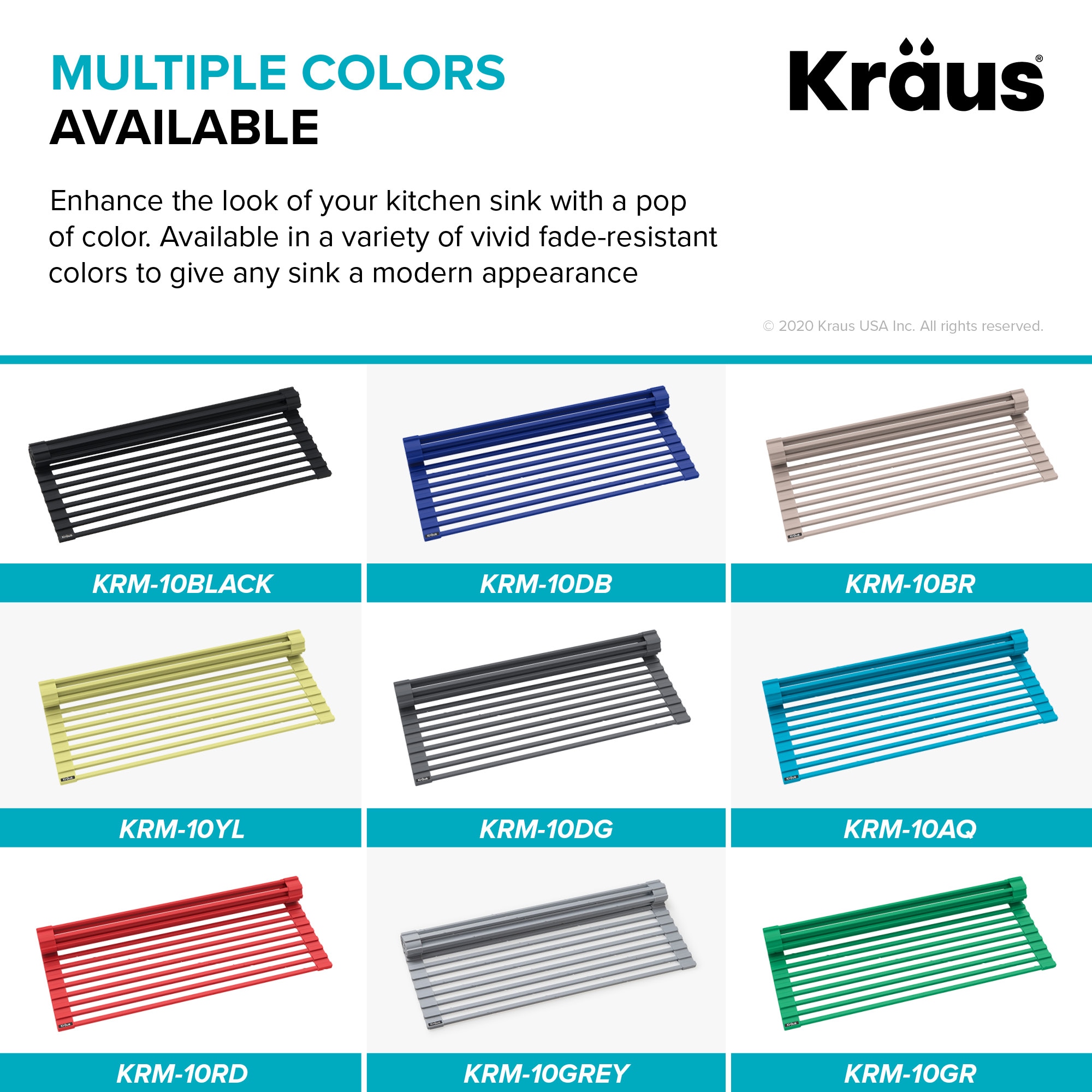 Kraus KCD2 Multipurpose Kitchen Sink Large Drying Rack with Built-In Towel  Bar, Non-Slip Silicone Handles, and Wear-Resistant Finish